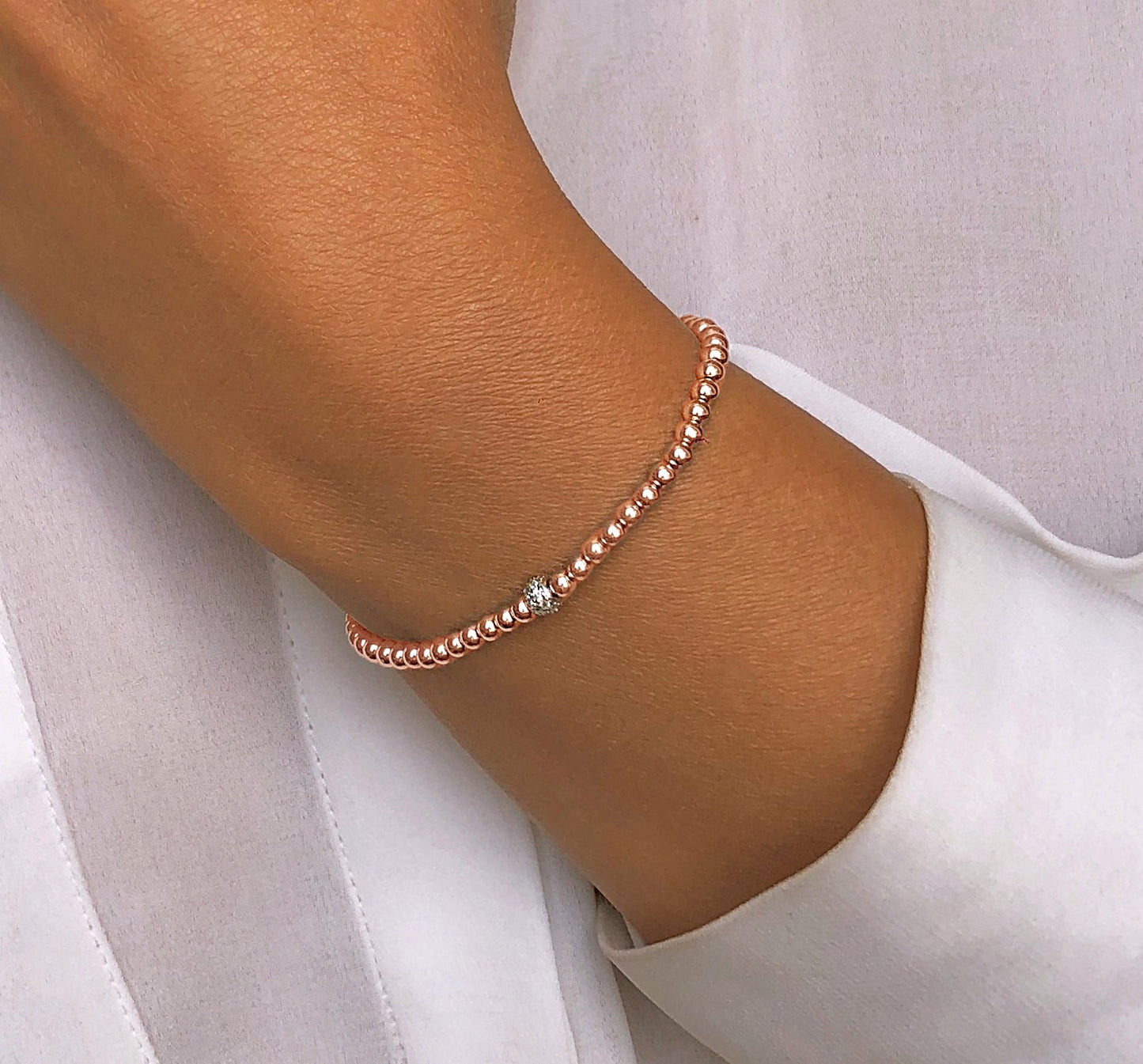 Bracelet en Argent 925 doré Or rose 18k assemblé d'oxyde de zirconium - Maison Di Giorgio
