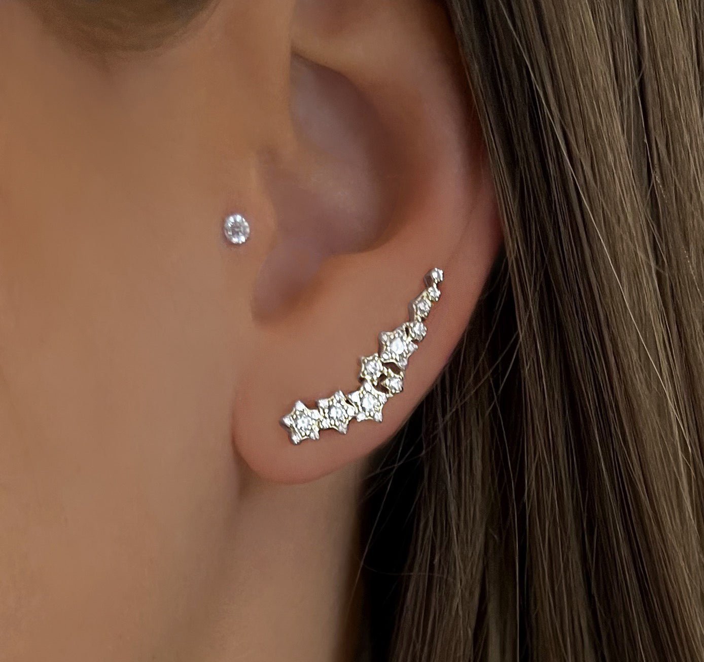 Boucles d'oreilles en Argent 925 plaqué Rhodium assemblées d'Oxyde de zirconium - Maison Di Giorgio