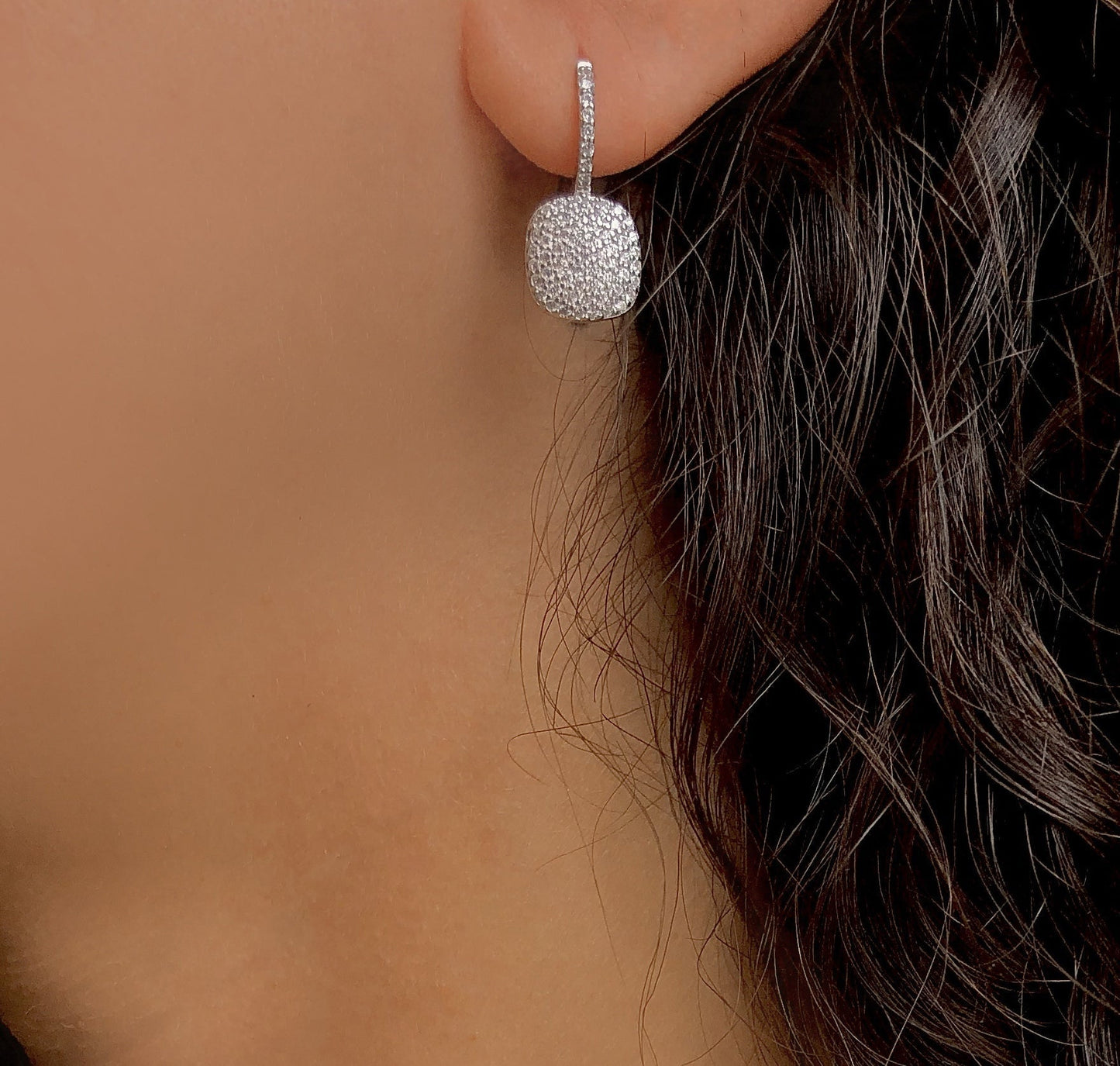 Boucles d'oreilles en Argent 925 plaqué Rhodium assemblées d'Oxyde de zirconium - Maison Di Giorgio