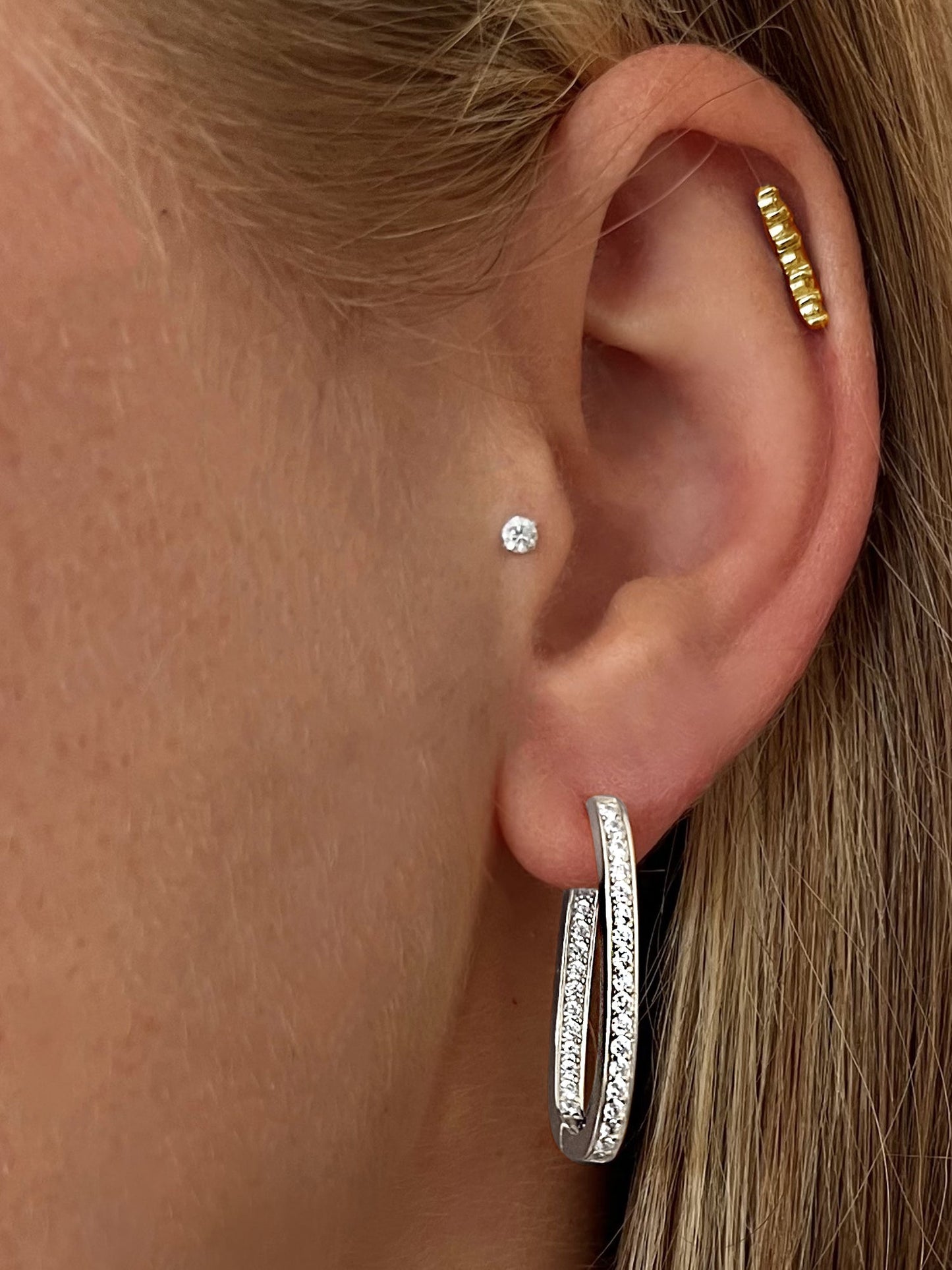 Boucles d'oreilles en Argent 925 plaqué Rhodium assemblées d'Oxyde de zirconium - Maison Di Giorgio