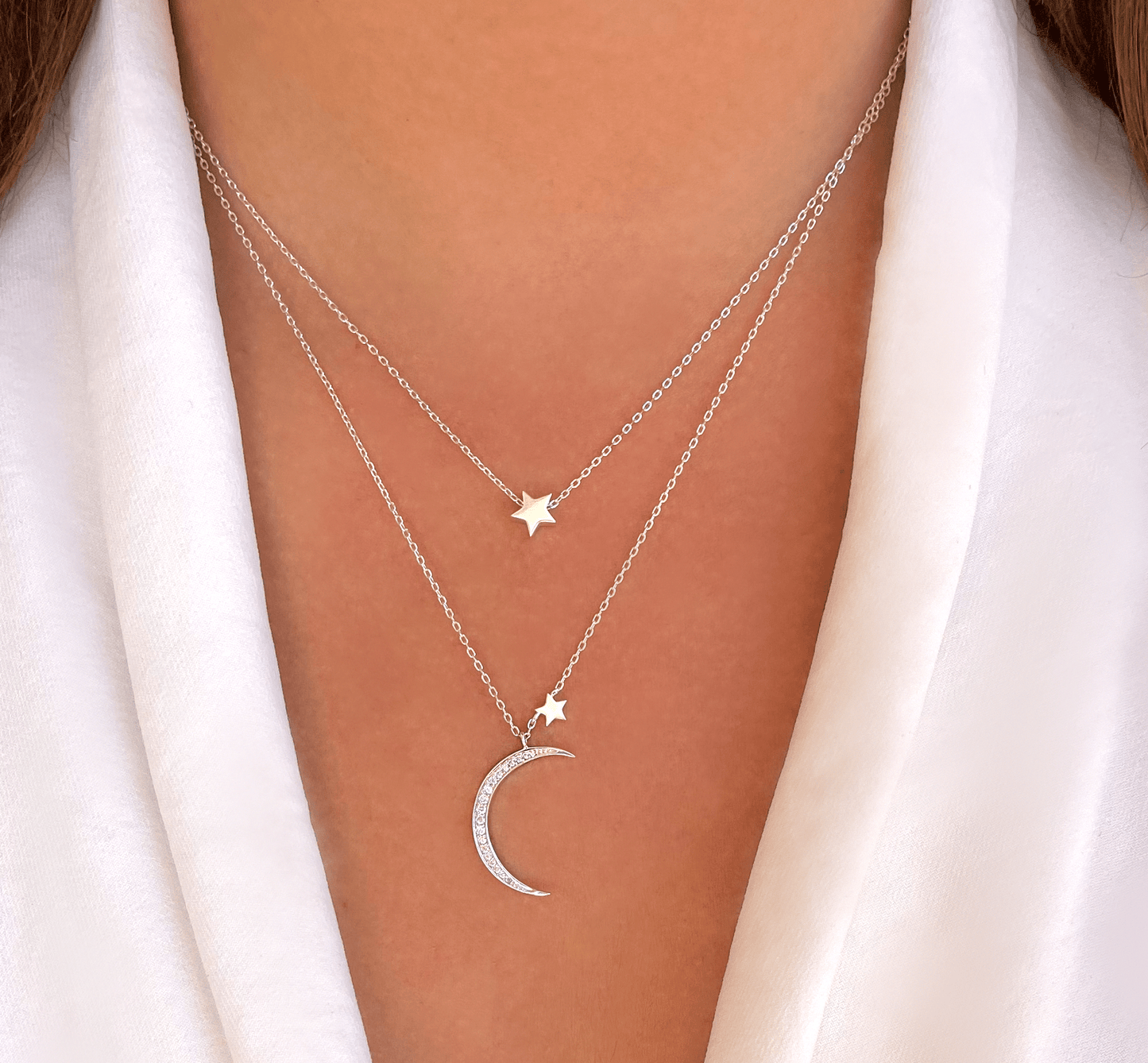 Collier en Argent 925 plaqué Rhodium assemblé d'Oxyde de zirconium - Maison Di Giorgio