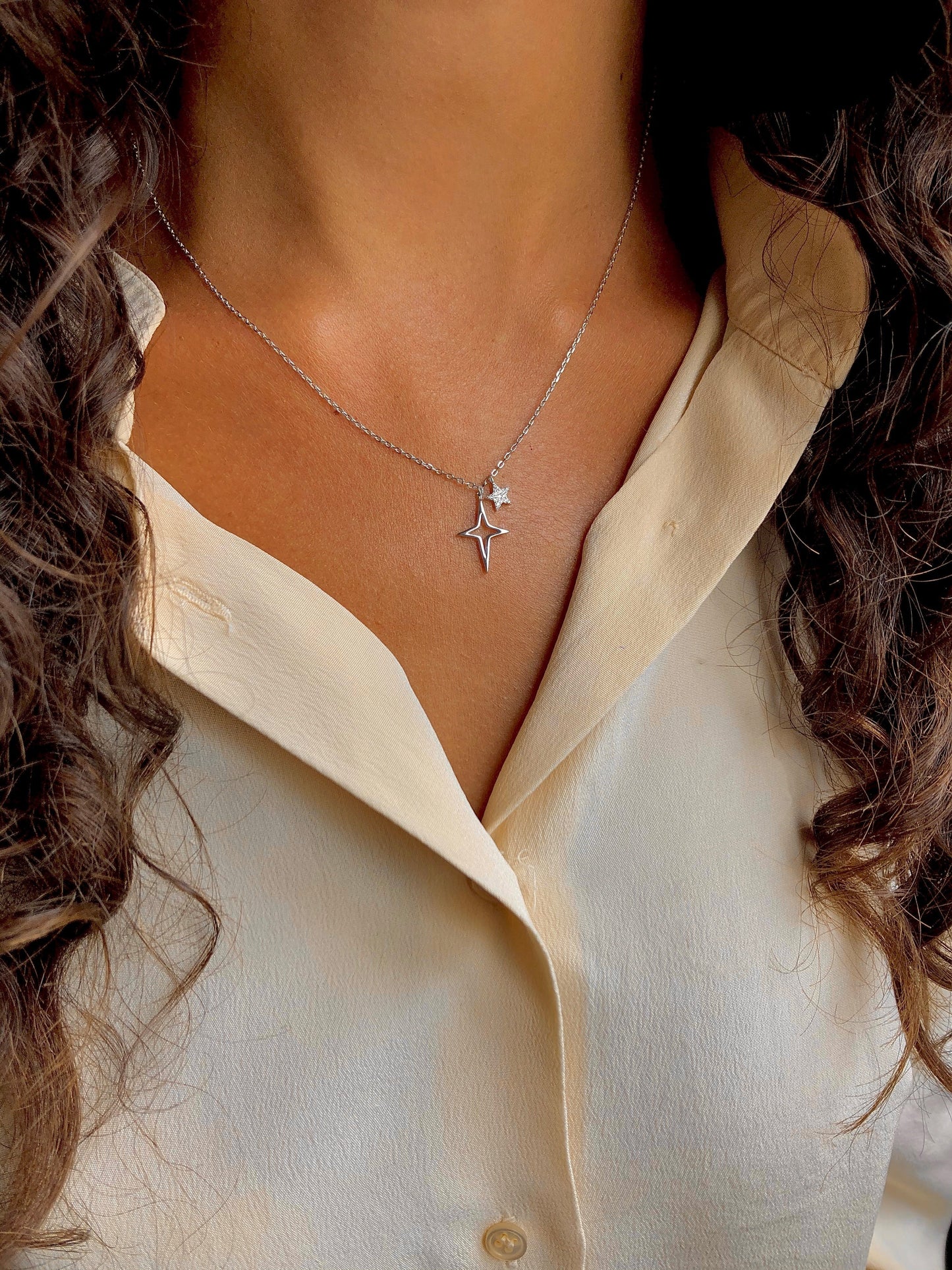 Collier en Argent 925 plaqué Rhodium assemblé d'Oxyde de zirconium blanc - Maison Di Giorgio