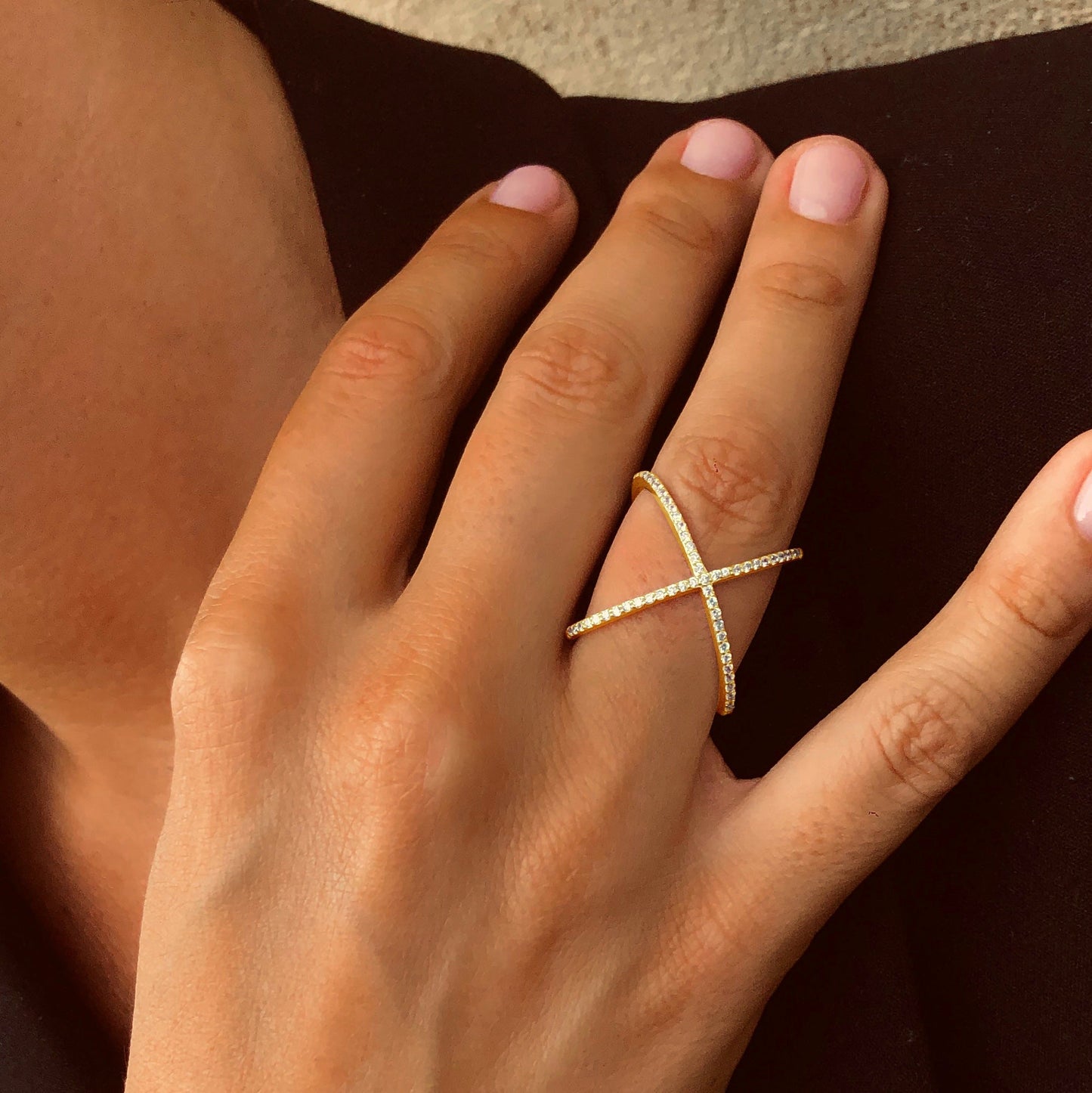Bague en Argent 925 doré Or jaune 18k assemblée d'oxyde de zirconium - Maison Di Giorgio