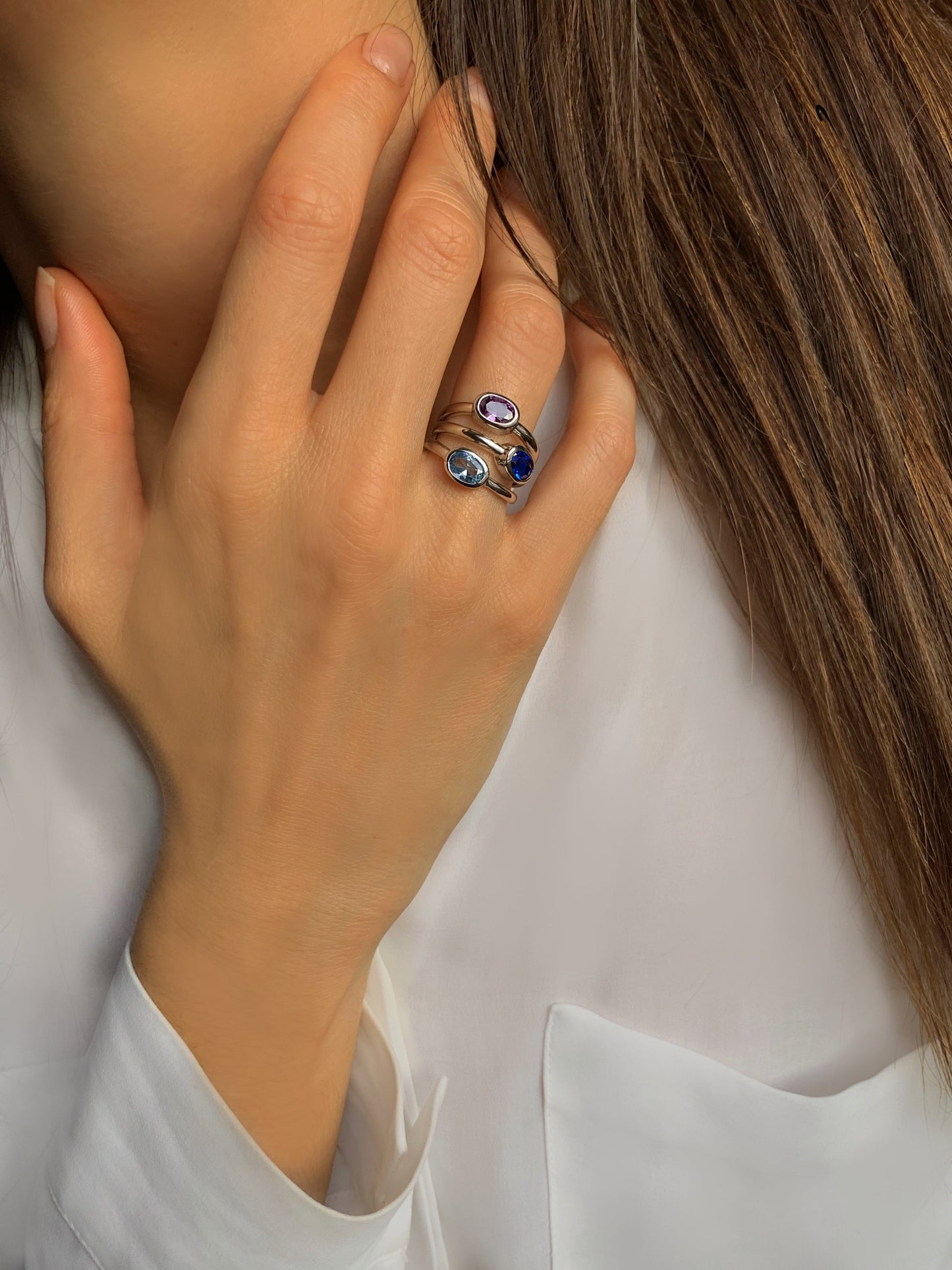 Bague en Argent 925 plaqué Rhodium assemblée d'Oxyde de zirconium - Maison Di Giorgio