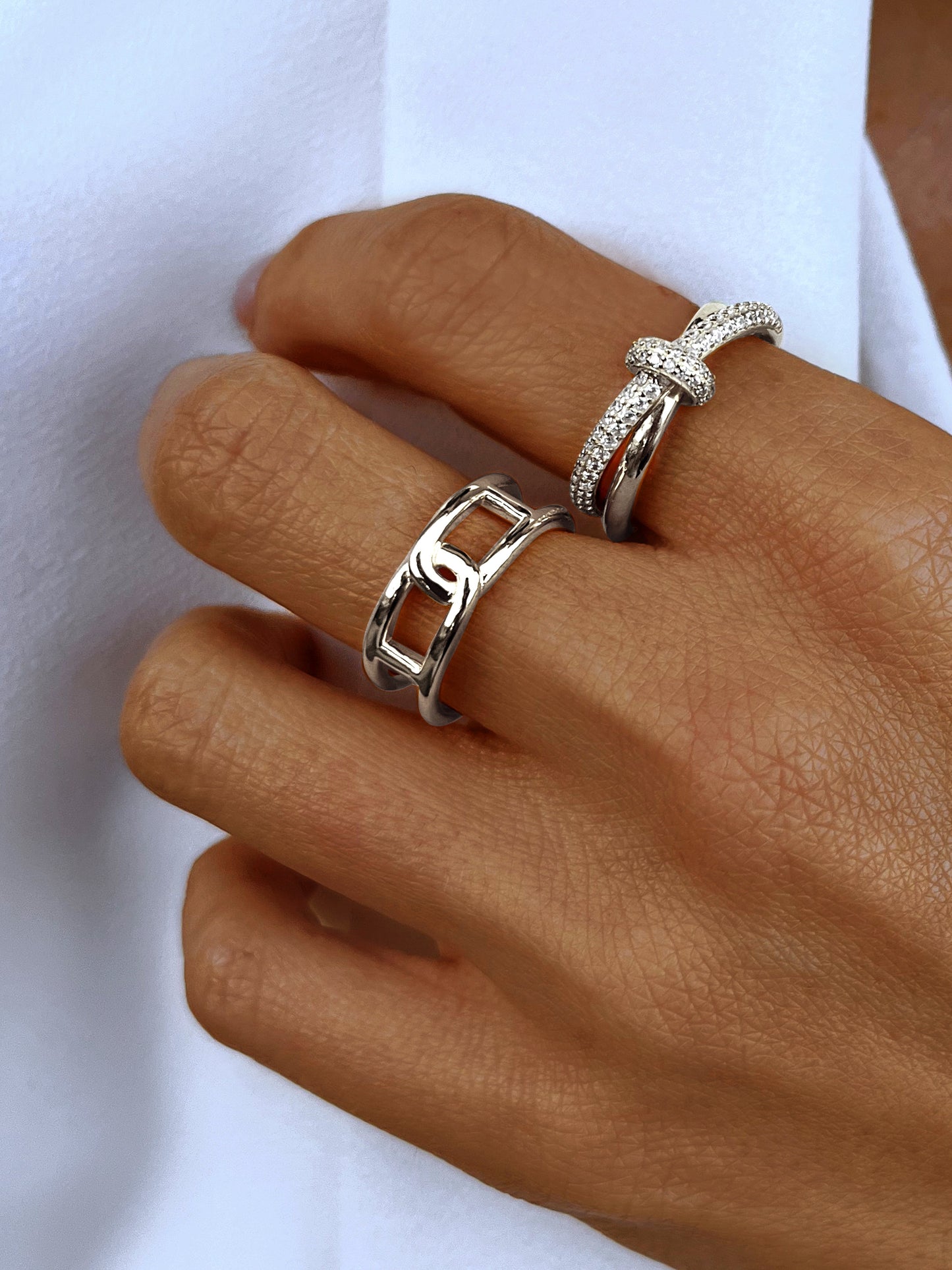 Bague en Argent 925 assemblée d'oxyde de zirconium blanc - Maison Di Giorgio