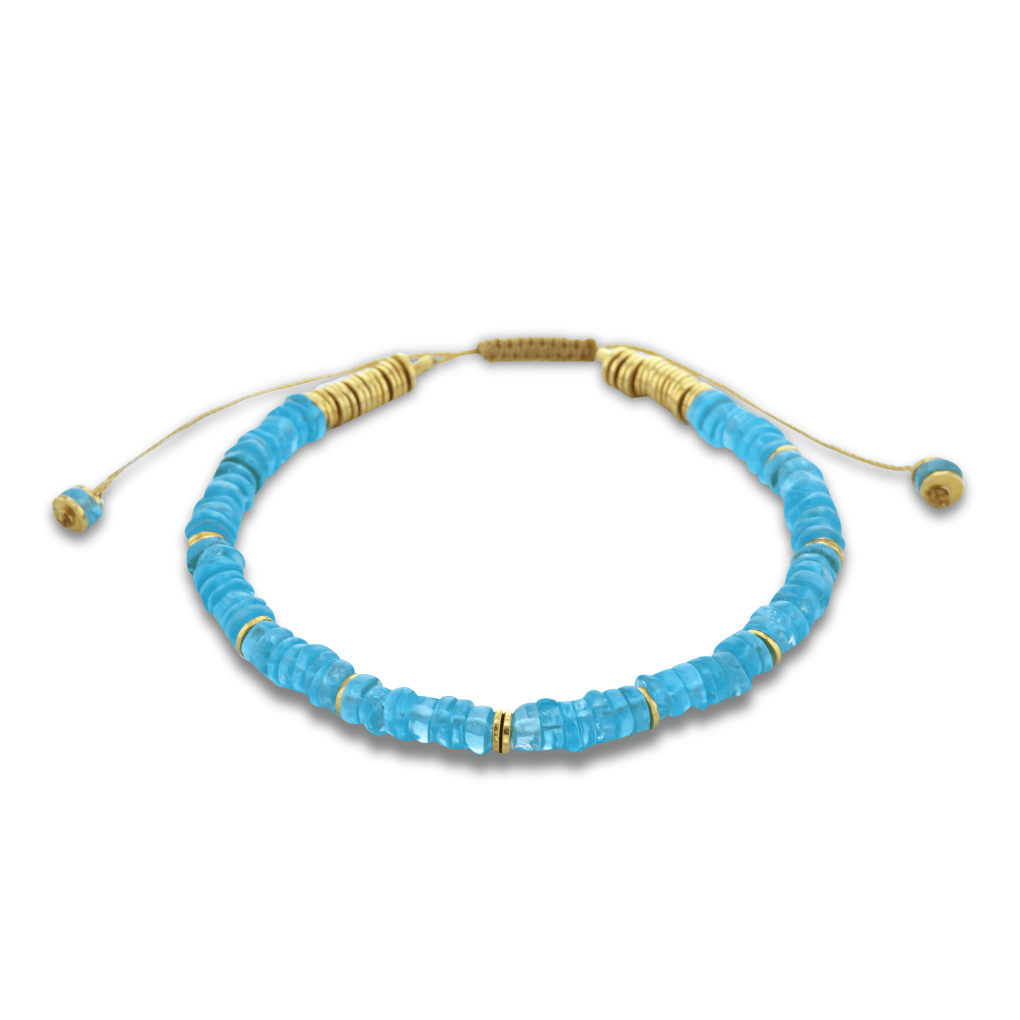 Bracelet perles doré Or jaune 18k assemblé d'Apatite - Maison Di Giorgio