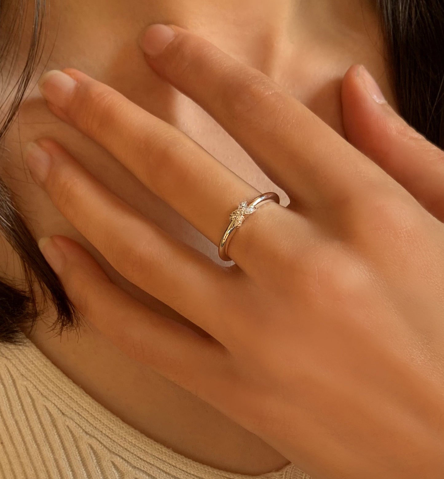 Bague en Argent 925 plaqué Rhodium assemblée d'Oxyde de zirconium - Maison Di Giorgio