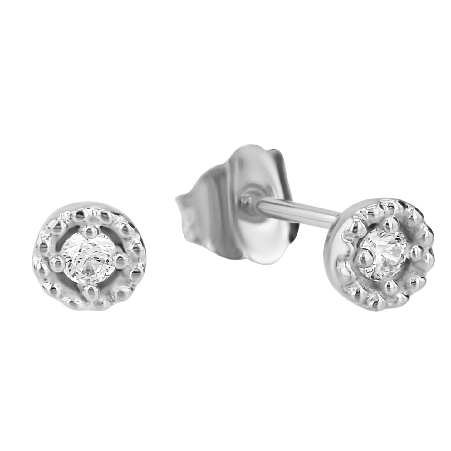 Boucles d'oreilles en Or blanc 9k assemblées de Diamant HSI - Maison Di Giorgio