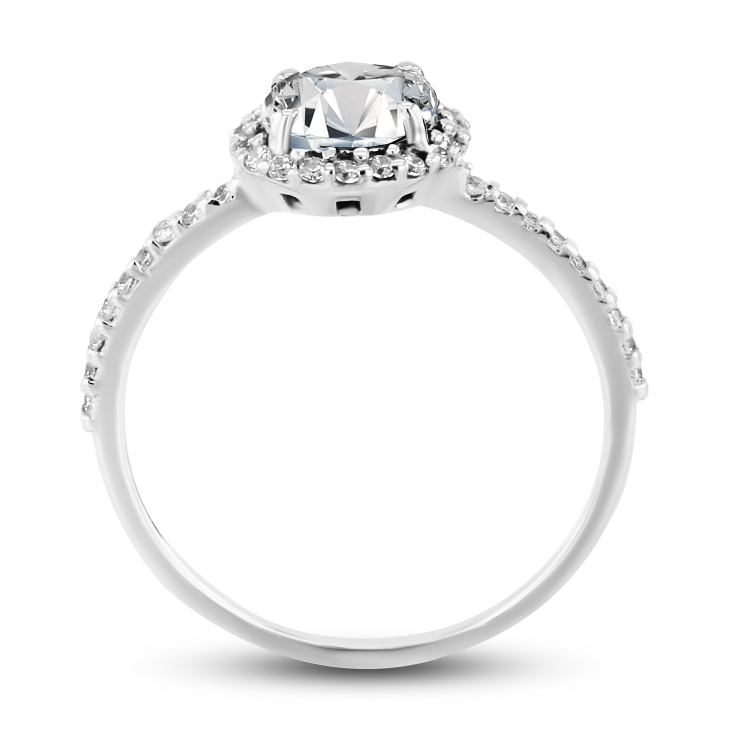 Bague en Or blanc 9k assemblée de Diamant HSI et Topaze blanche - Maison Di Giorgio
