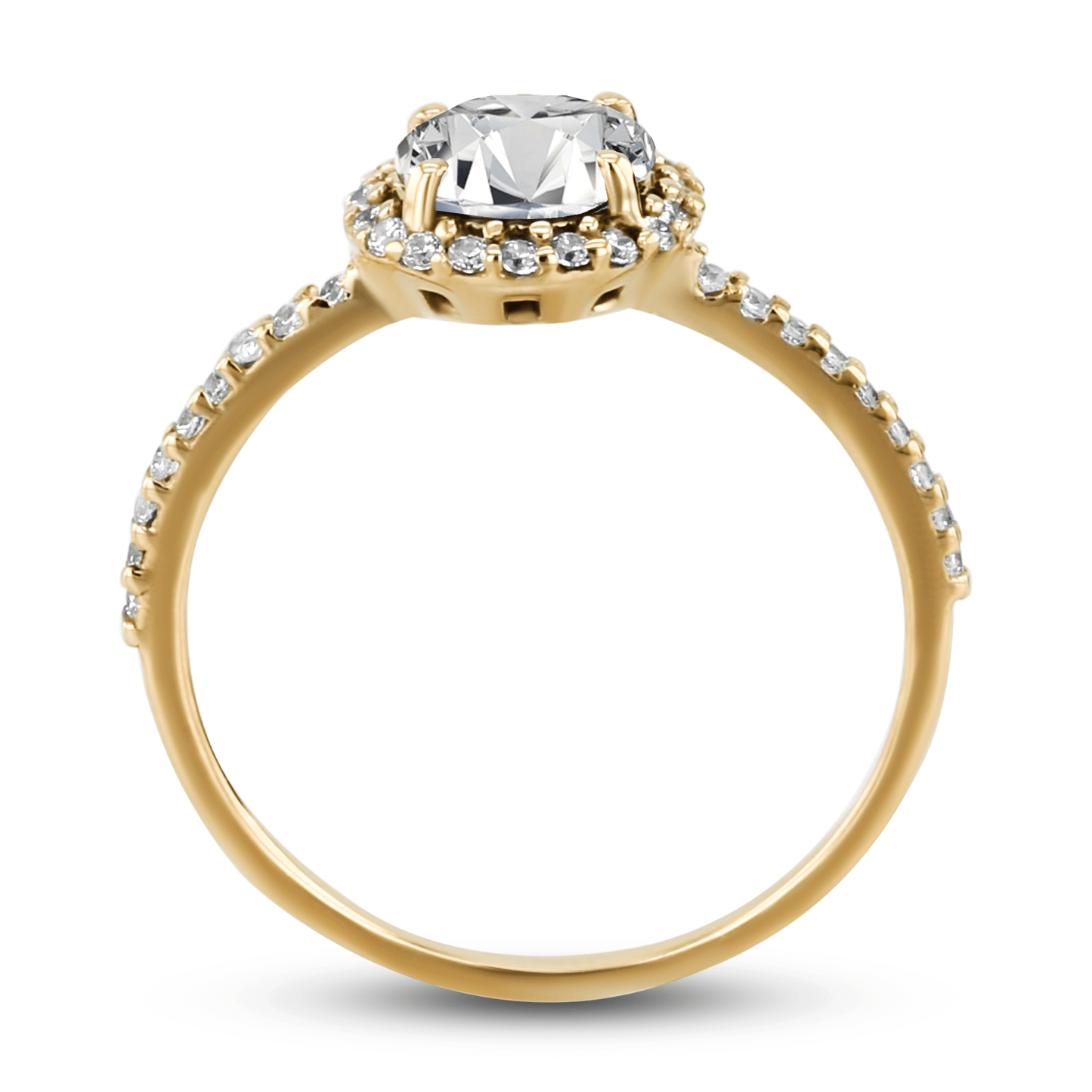 Bague en Or jaune 9k assemblée de Diamant HSI et Topaze blanche - Maison Di Giorgio