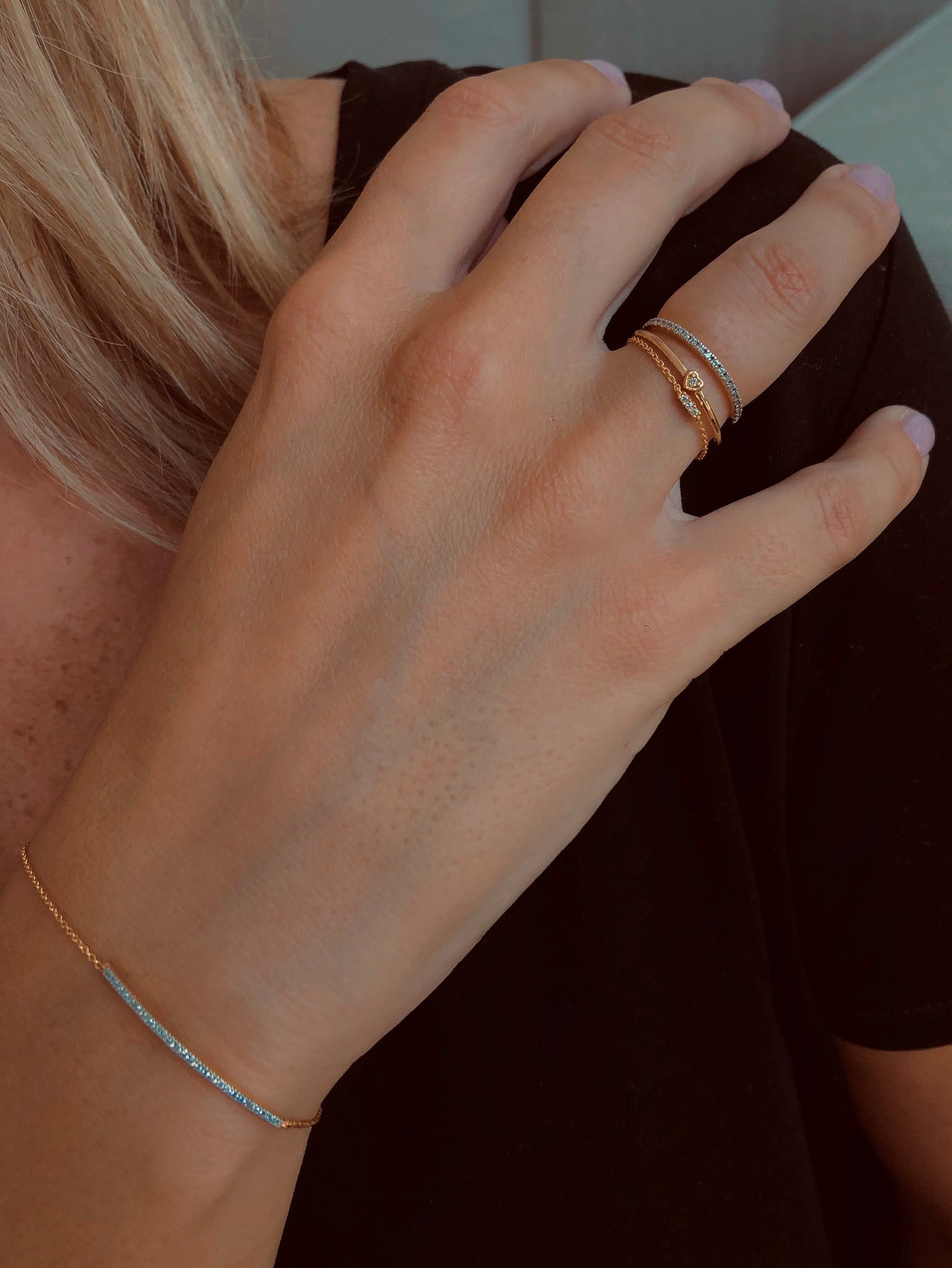Bague en Or jaune 9k assemblée de Diamant HSI - Maison Di Giorgio