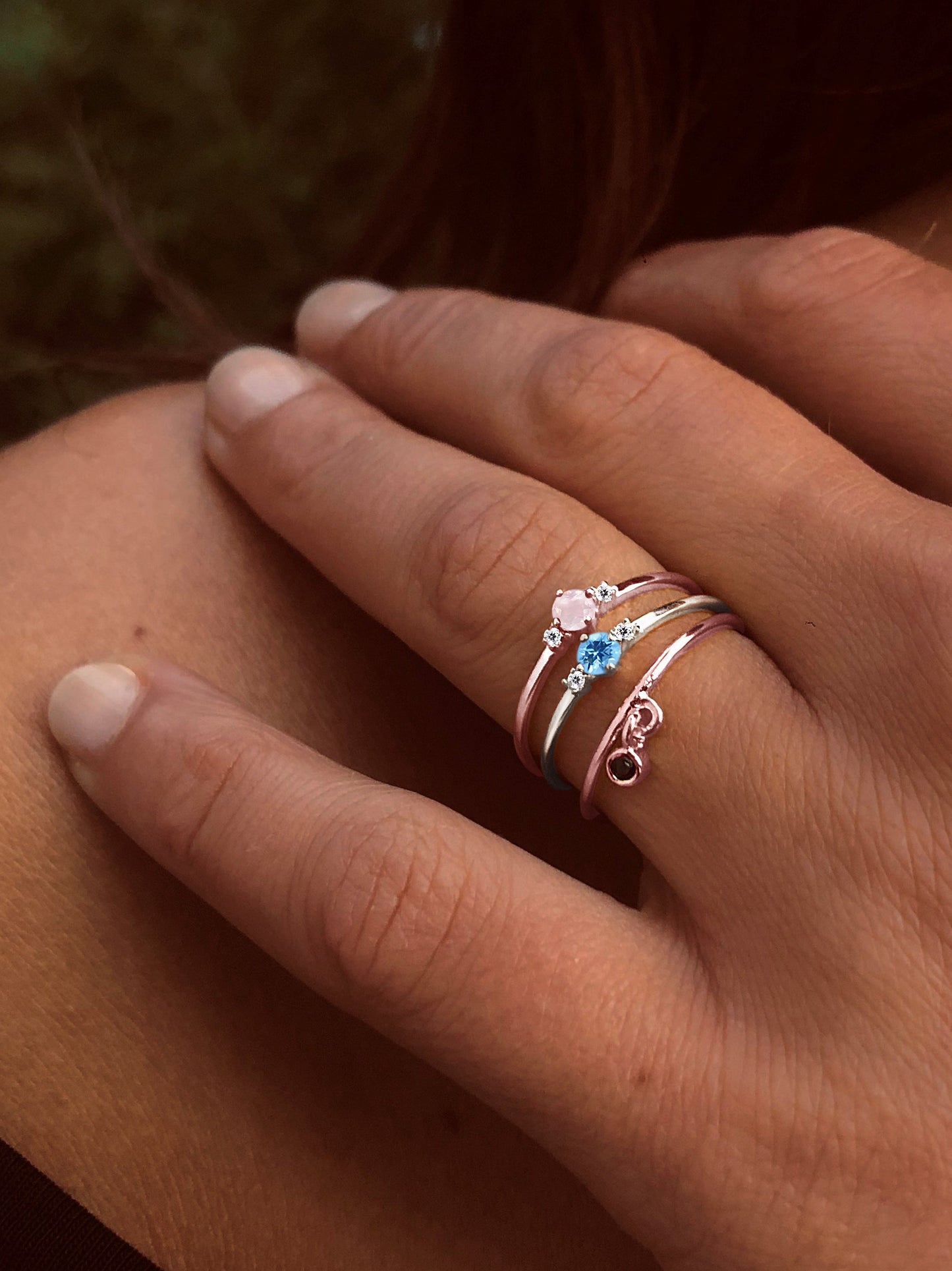 Bague en Or rose 9k assemblée de Diamant HSI et Quartz rose - Maison Di Giorgio