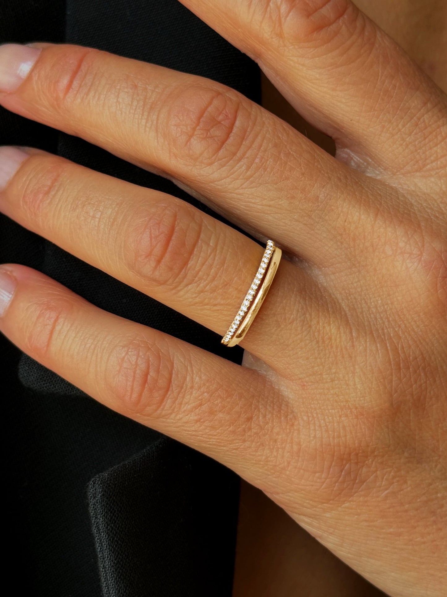 Bague en Or jaune 9k assemblée de Diamant HSI - Maison Di Giorgio