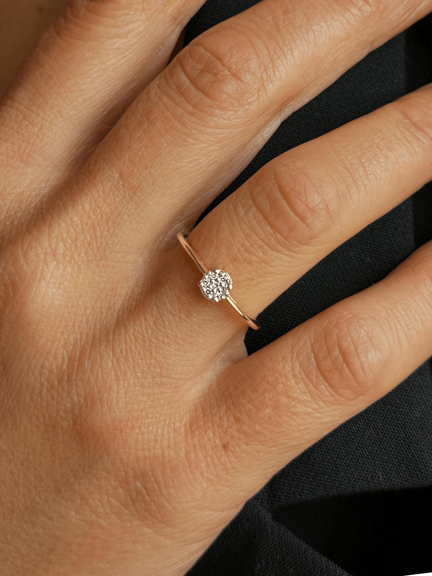 Bague en Or jaune 9k assemblée de Diamant HSI - Maison Di Giorgio