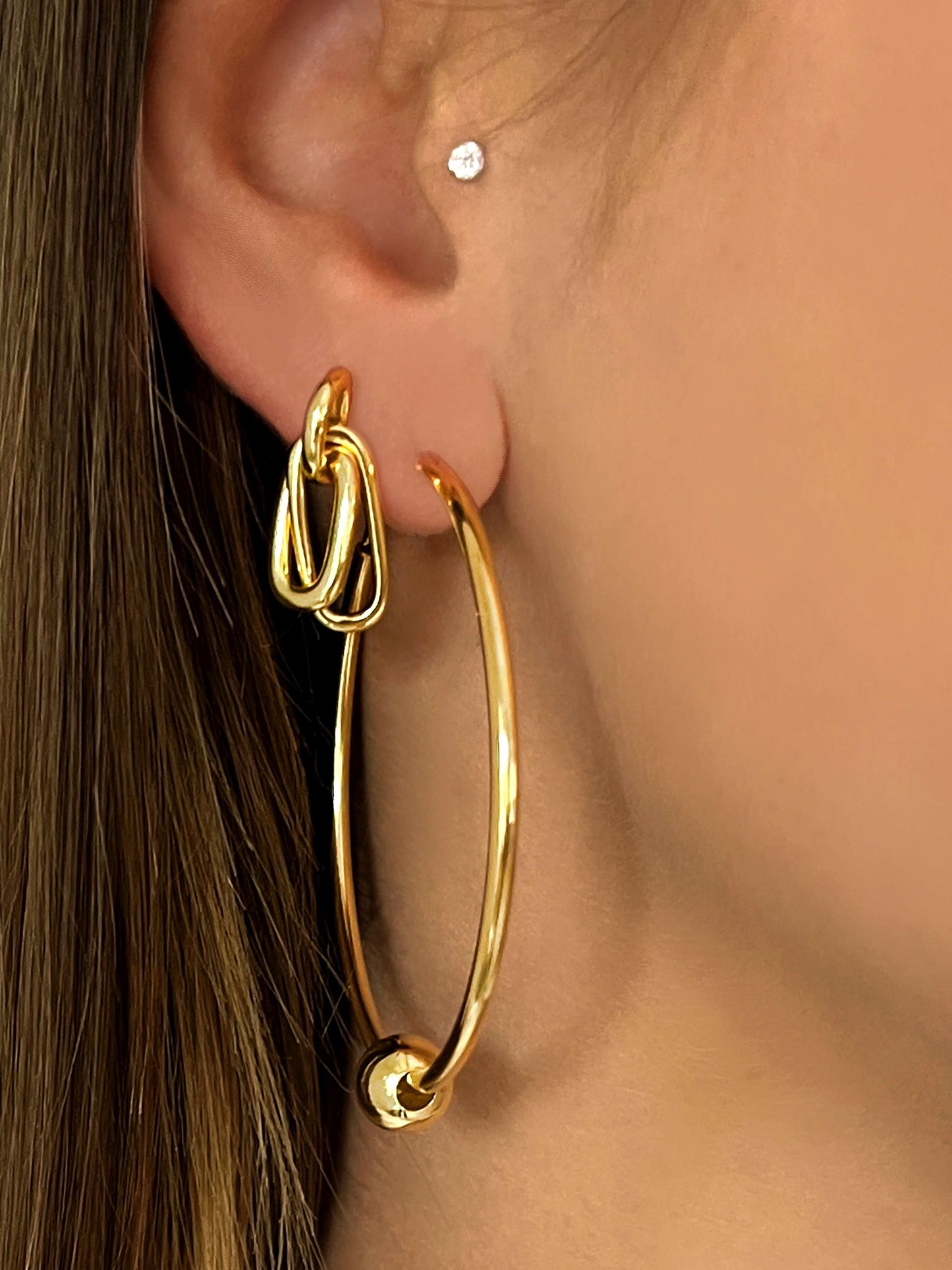 Boucles d'oreilles dorées Or jaune 18k - Maison Di Giorgio