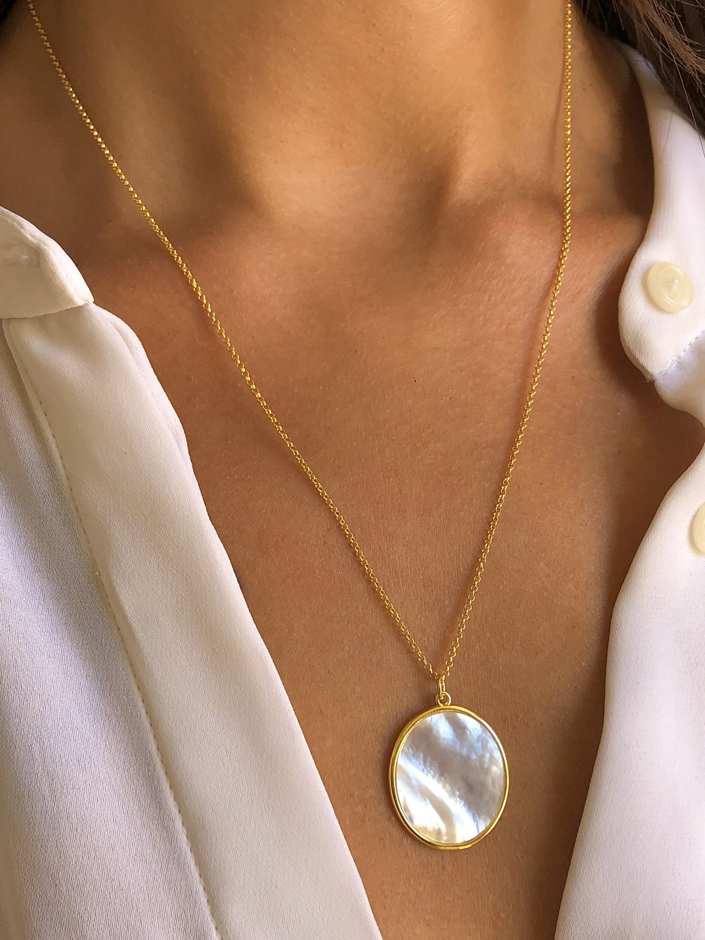 Collier doré Or jaune 18k assemblé de nacre - Maison Di Giorgio
