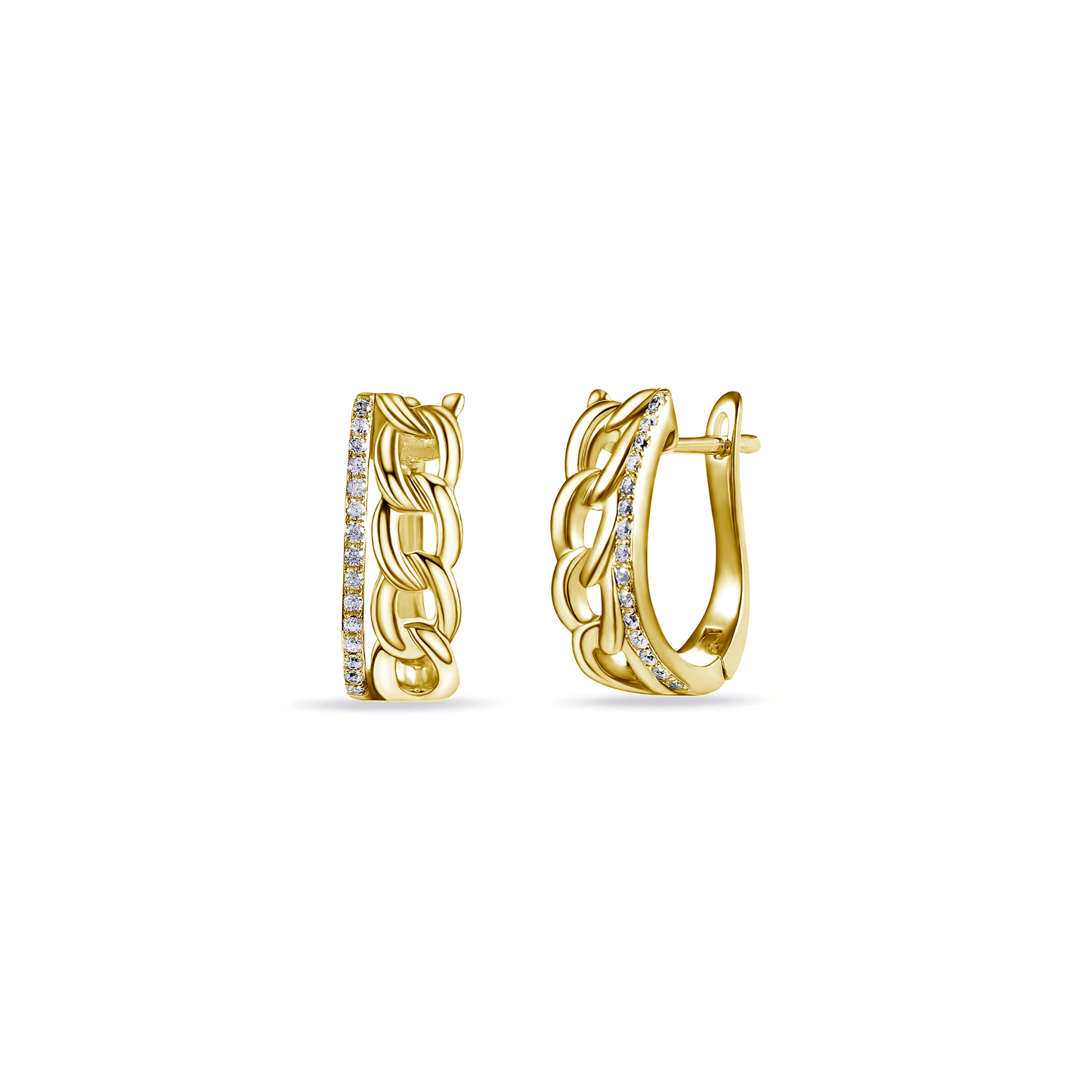 Boucles d'oreilles dorées Or jaune 18k assemblées d'Oxyde de zirconium - Maison Di Giorgio