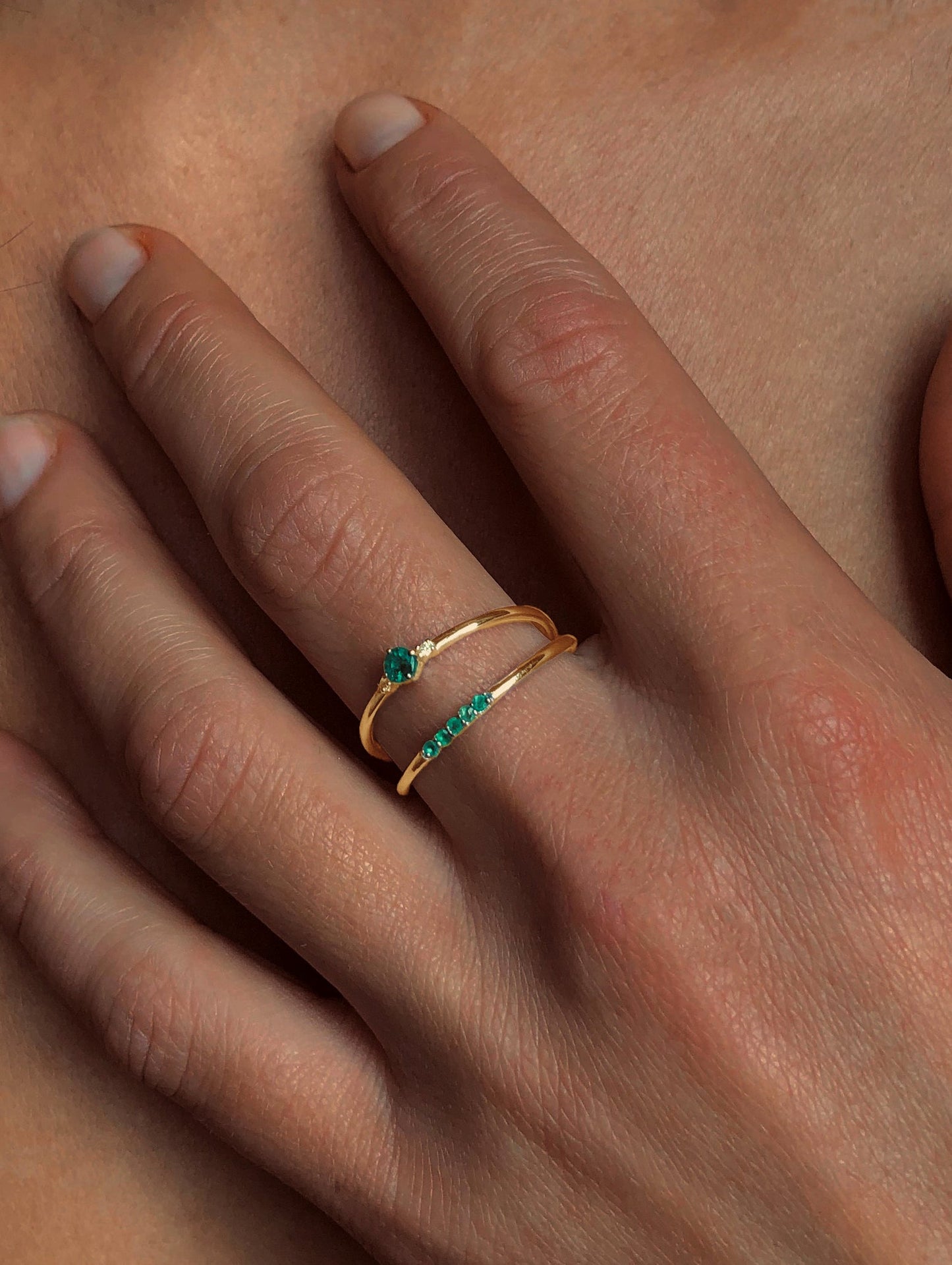 Bague en Argent 925 doré Or jaune 18k assemblée d'Émeraude - Maison Di Giorgio