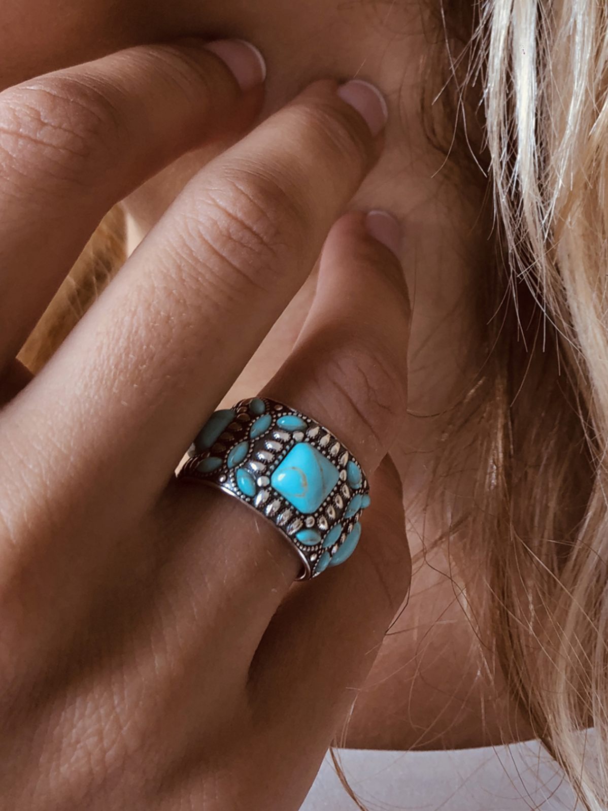 Bague en Argent 925 assemblée de Turquoise - Maison Di Giorgio
