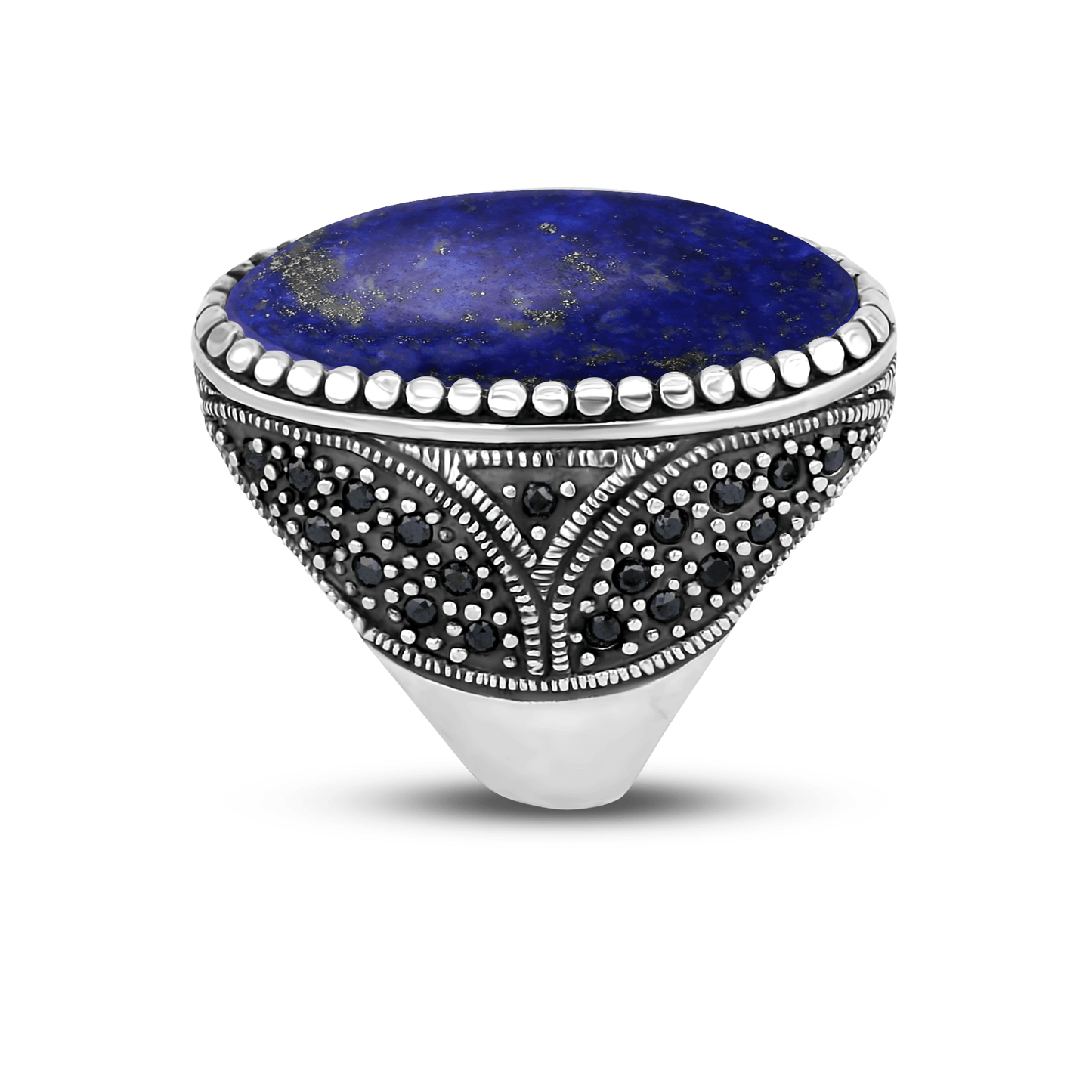 Bague en Argent 925 assemblée de Lapis - lazuli et Oxyde de zirconium noir - Maison Di Giorgio