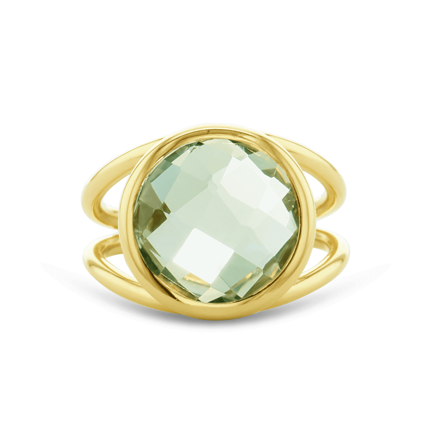 Bague en Argent 925 doré Or jaune 18k assemblée d'Améthyste verte - Maison Di Giorgio