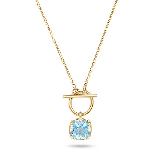 Collier en argent 925 doré Or jaune 18k assemblé de topaze bleue - Maison Di Giorgio