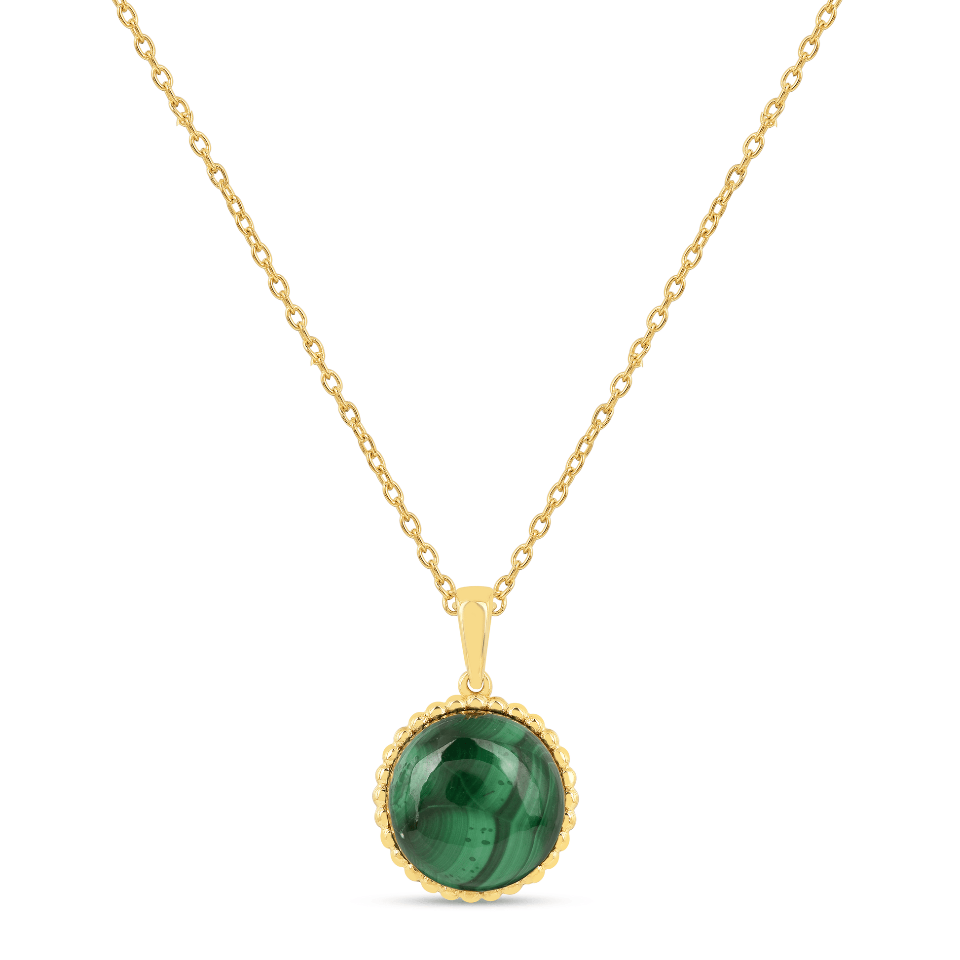 Collier en Argent 925 doré Or jaune 18k assemblé de Malachite - Maison Di Giorgio