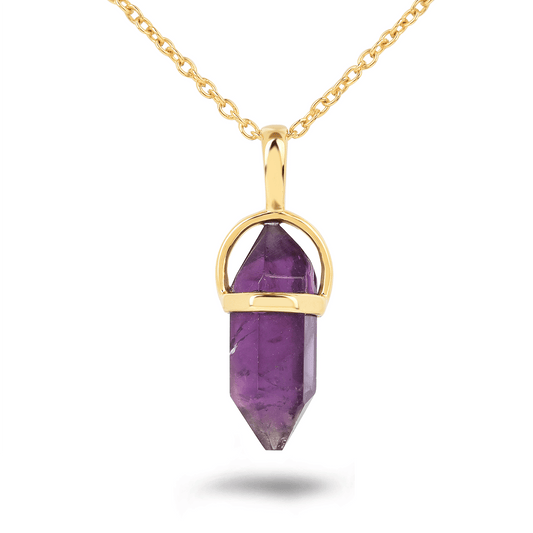 Collier en Argent 925 doré Or jaune 18k assemblé d'Améthyste Africaine - Maison Di Giorgio