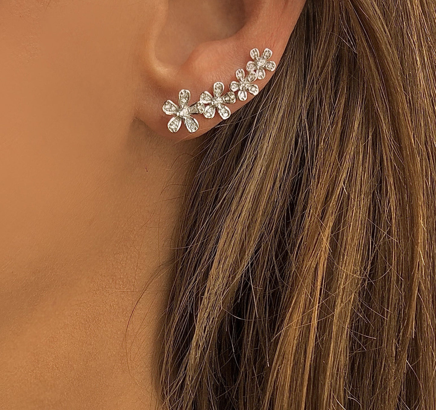 Boucles d'oreilles en Argent 925 plaqué Rhodium assemblées d'Oxyde de zirconium - Maison Di Giorgio