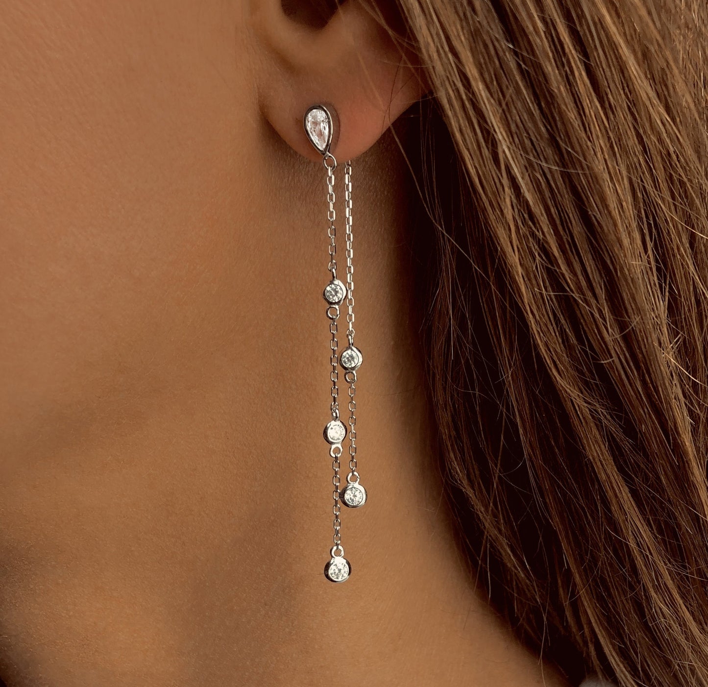 Boucles d'oreilles en Argent 925 plaqué Rhodium assemblées d'Oxyde de zirconium - Maison Di Giorgio