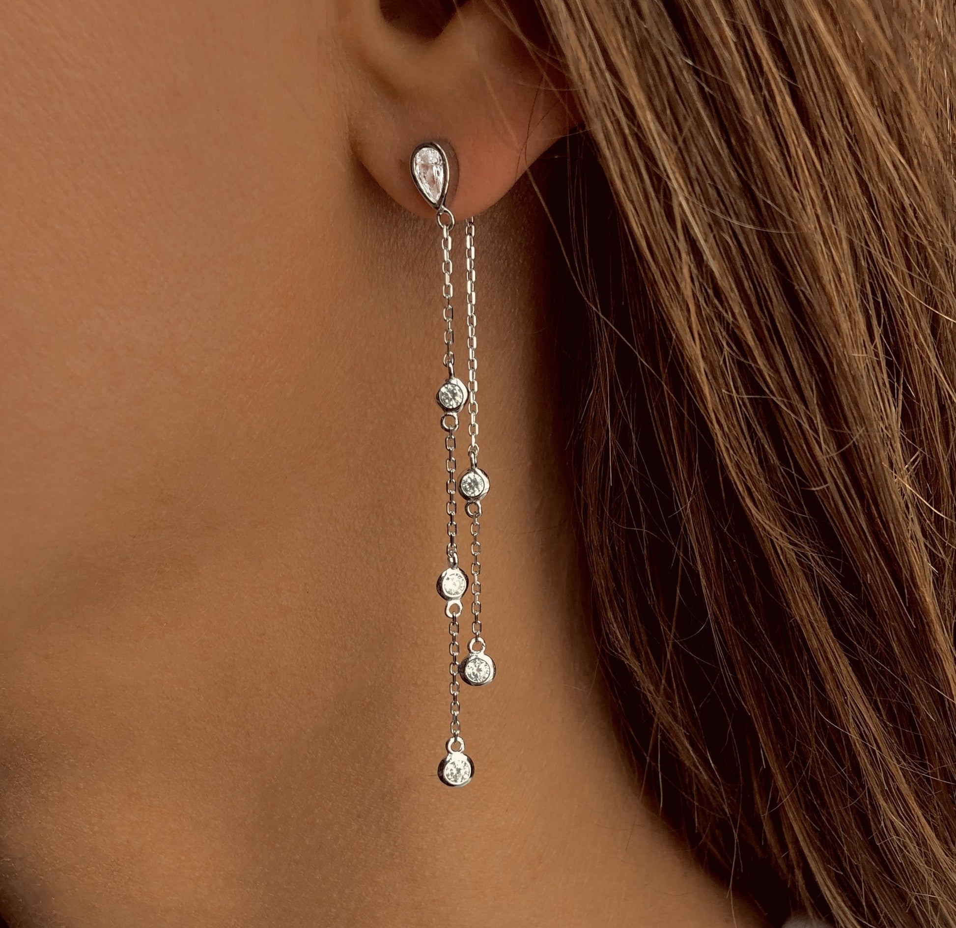 Boucles d'oreilles en Argent 925 plaqué Rhodium assemblées d'Oxyde de zirconium - Maison Di Giorgio