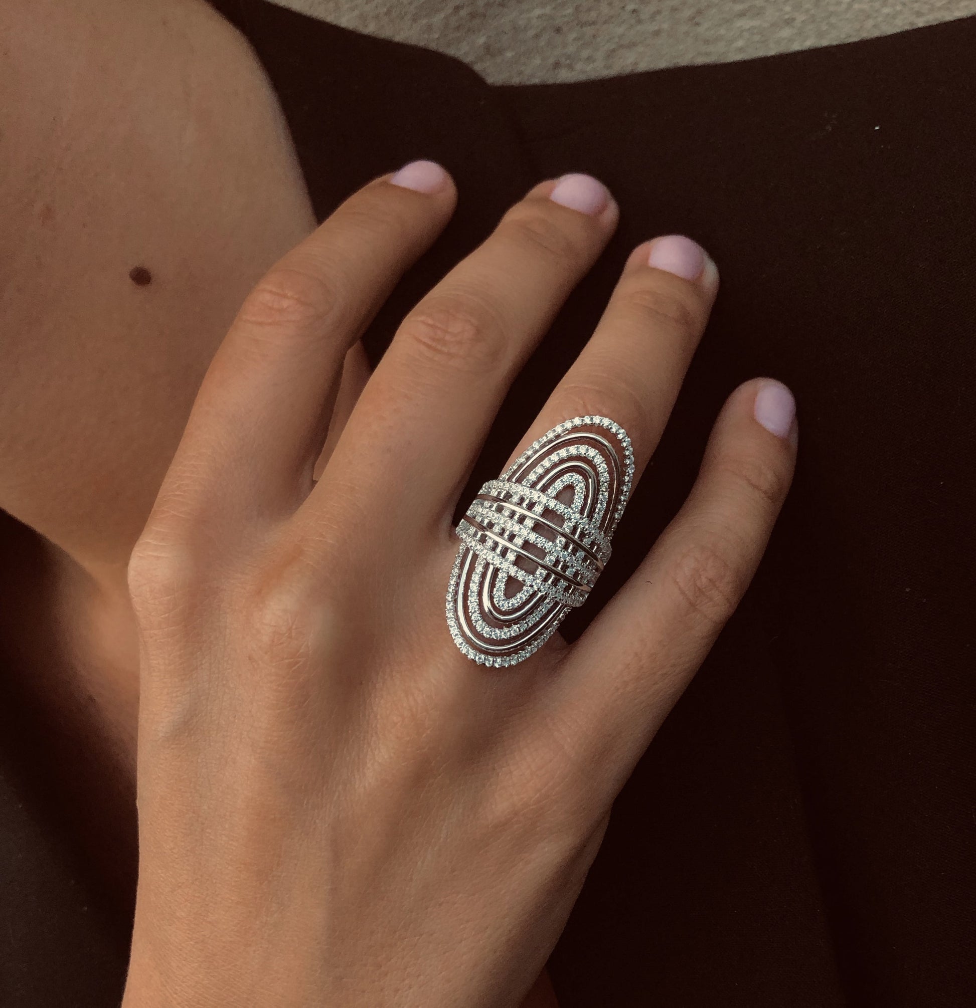 Bague en Argent 925 plaqué Rhodium assemblée d'Oxyde de zirconium - Maison Di Giorgio