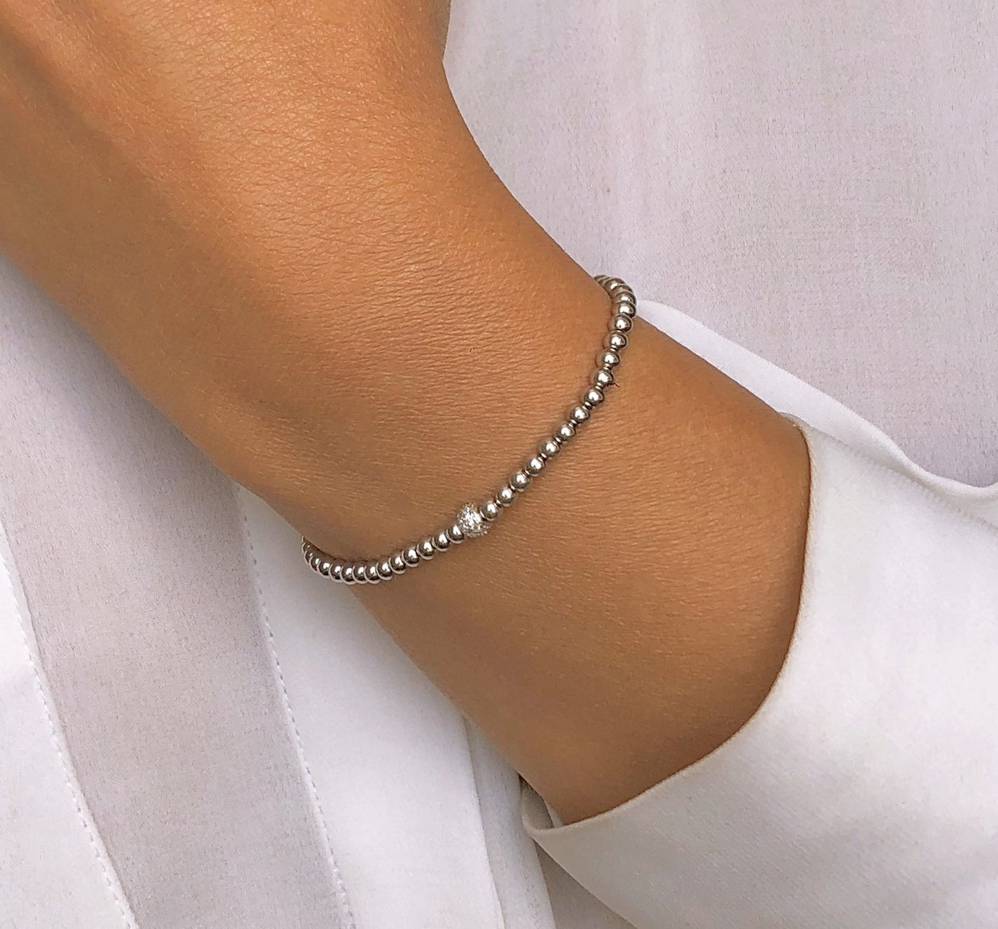 Bracelet en Argent 925 plaqué Rhodium assemblé d'oxyde de zirconium - Maison Di Giorgio