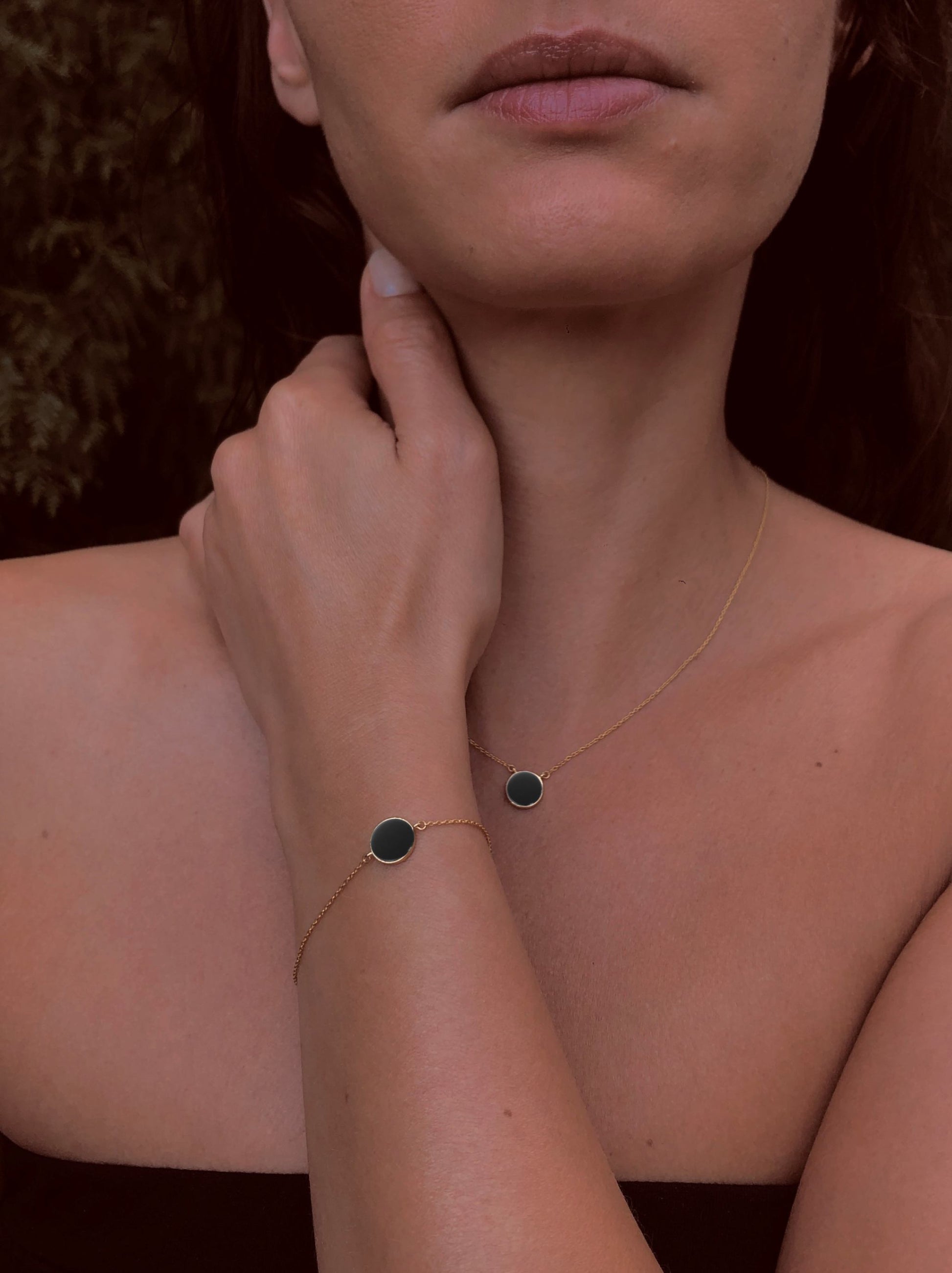 Bracelet en Argent 925 doré Or jaune 18k assemblé d'Onyx noir - Maison Di Giorgio