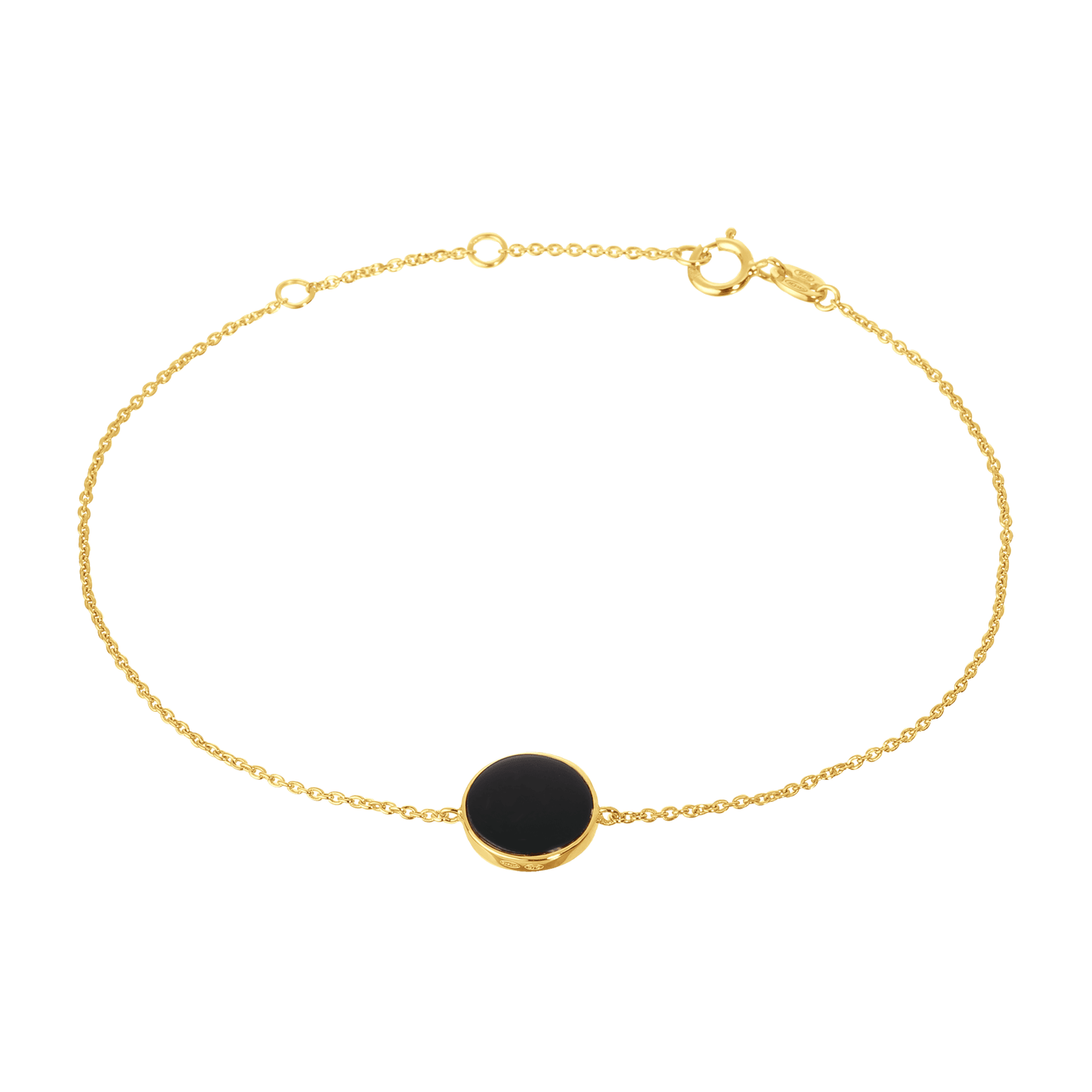 Bracelet en Argent 925 doré Or jaune 18k assemblé d'Onyx noir - Maison Di Giorgio