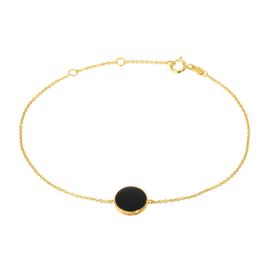 Bracelet en Argent 925 doré Or jaune 18k assemblé d'Onyx noir - Maison Di Giorgio