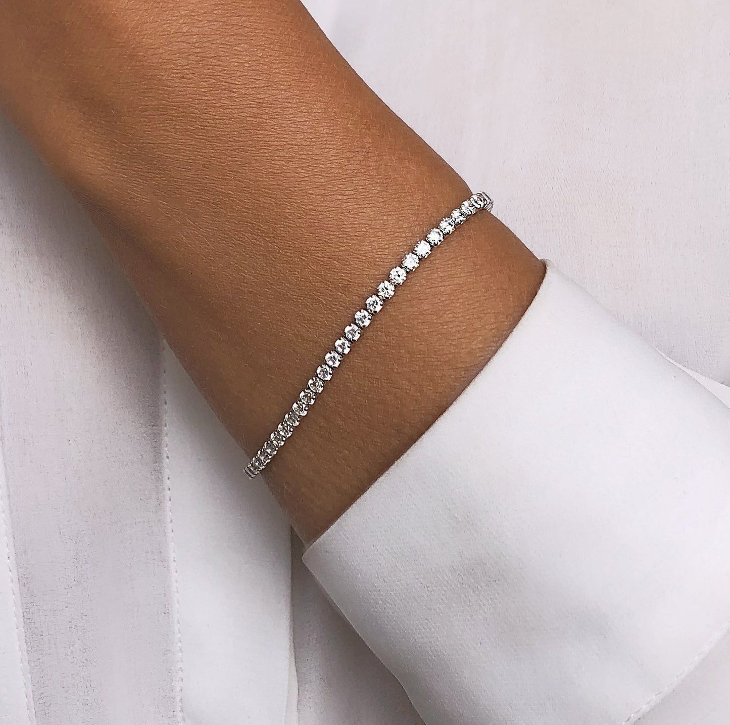 Bracelet en argent 925 plaqué Rhodium assemblé d'oxyde de zirconium - Maison Di Giorgio