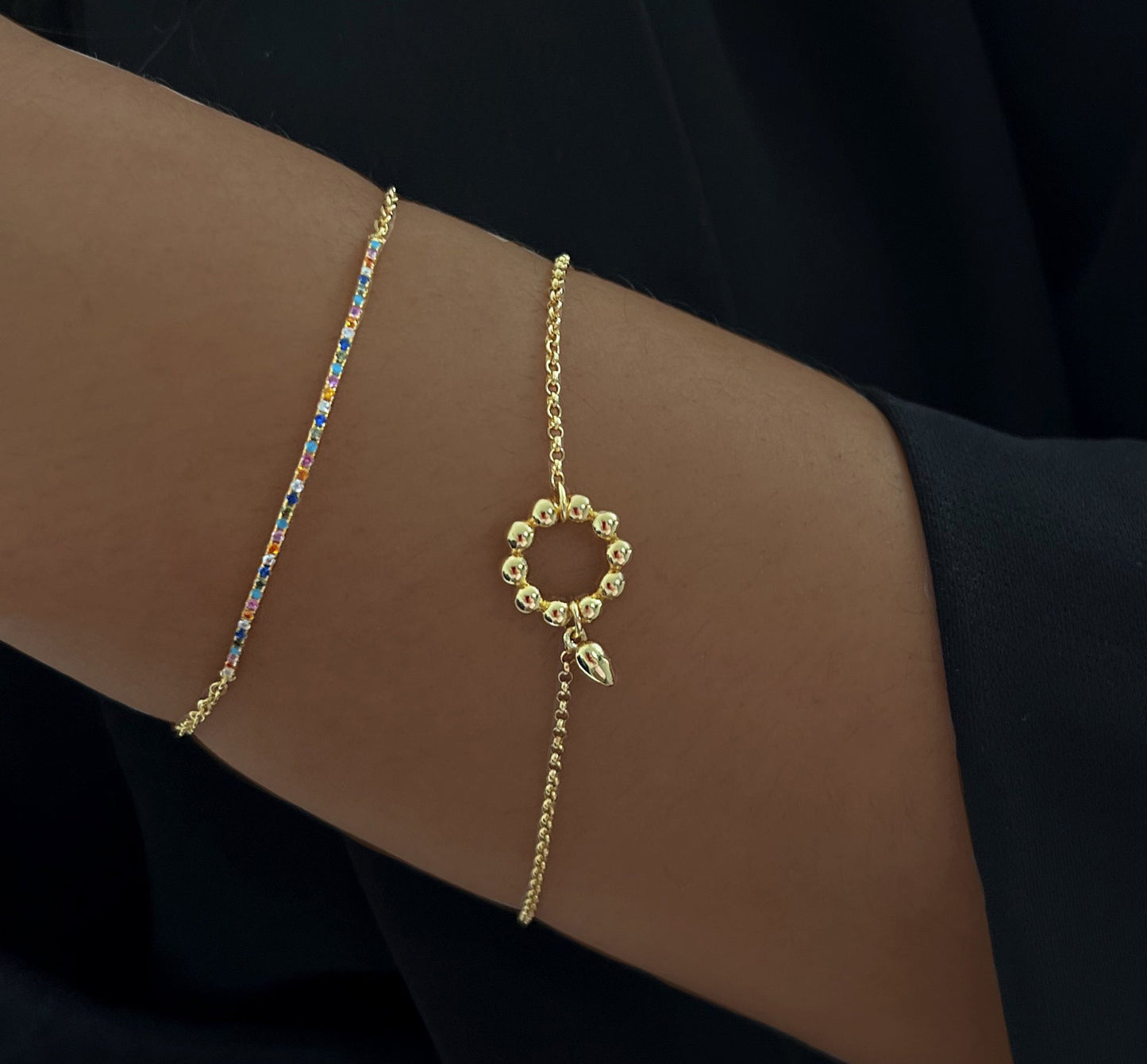 Bracelet en Argent 925 doré Or jaune 18k assemblé d'oxyde de zirconium mutlicolore - Maison Di Giorgio