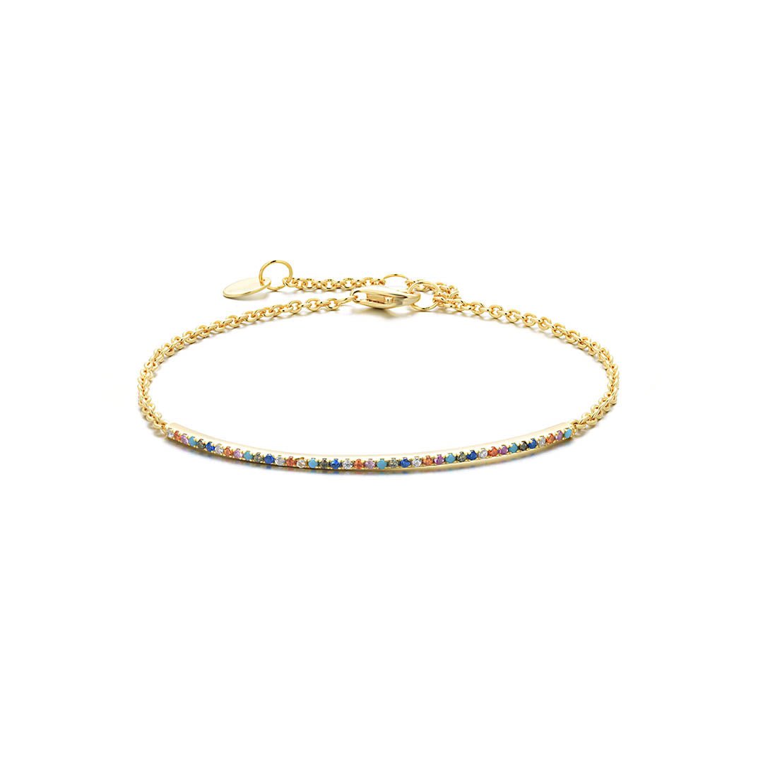 Bracelet en Argent 925 doré Or jaune 18k assemblé d'oxyde de zirconium mutlicolore - Maison Di Giorgio