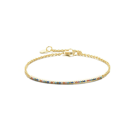 Bracelet en Argent 925 doré Or jaune 18k assemblé d'oxyde de zirconium mutlicolore - Maison Di Giorgio