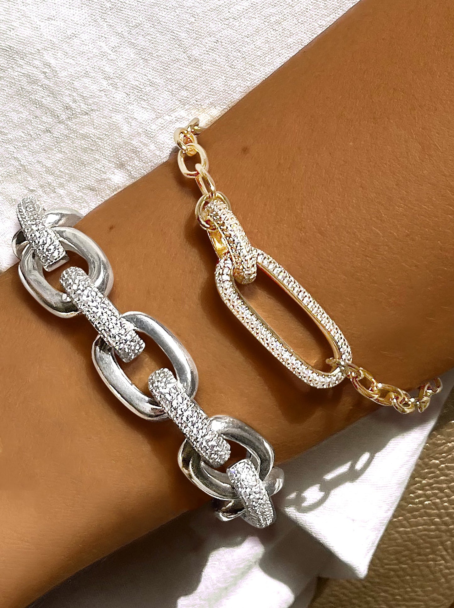 Bracelet en Argent 925 doré Or jaune 18k assemblé d'oxyde de zirconium blanc - Maison Di Giorgio