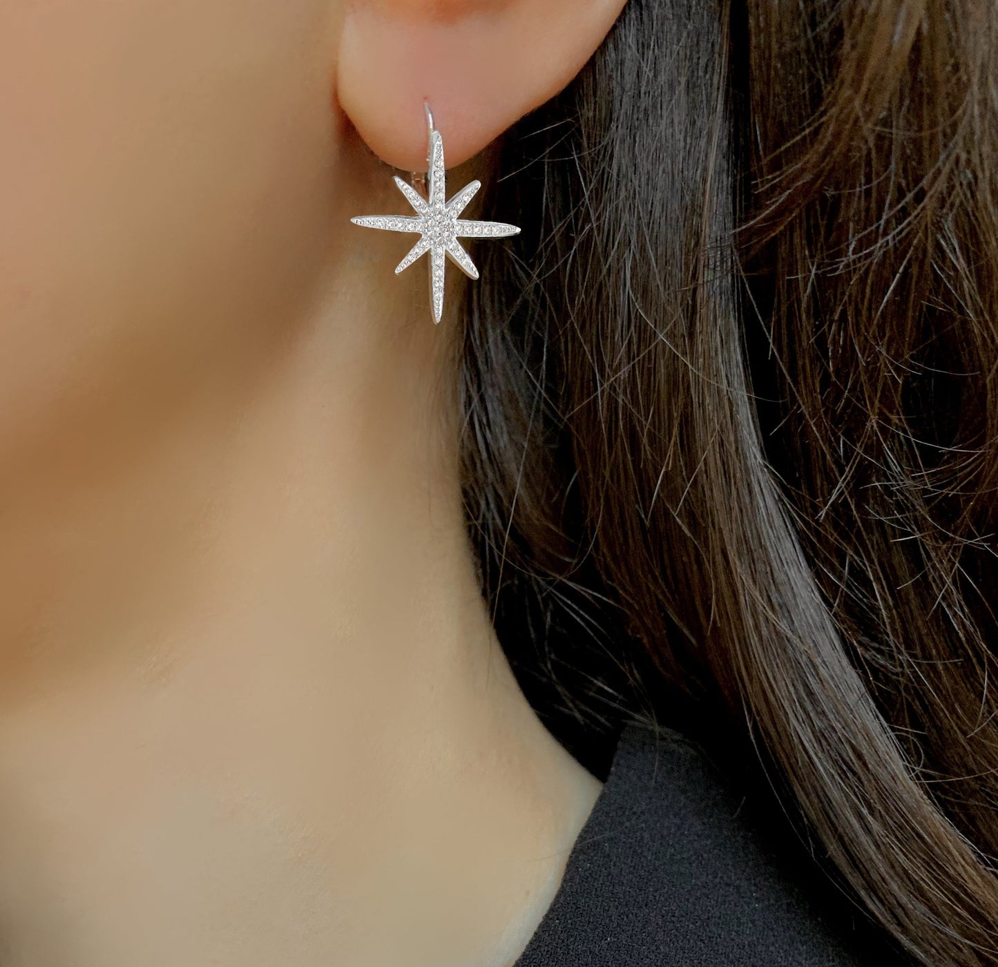 Boucles d'oreilles en Argent 925 plaqué Rhodium assemblées d'Oxyde de zirconium - Maison Di Giorgio