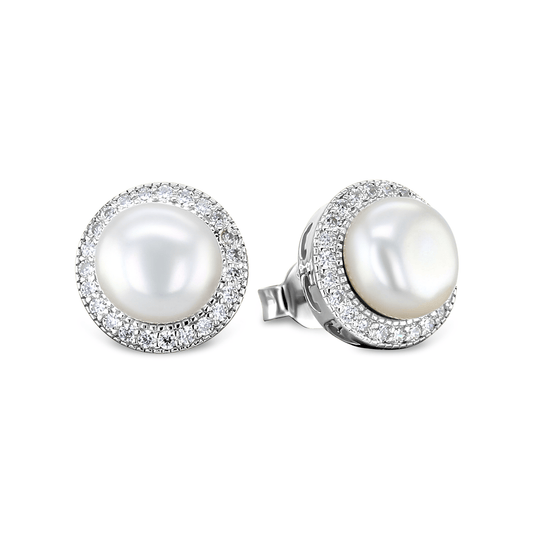 Boucles d'oreilles en Argent 925 plaqué Rhodium assemblées d'Oxyde de zirconium - Maison Di Giorgio