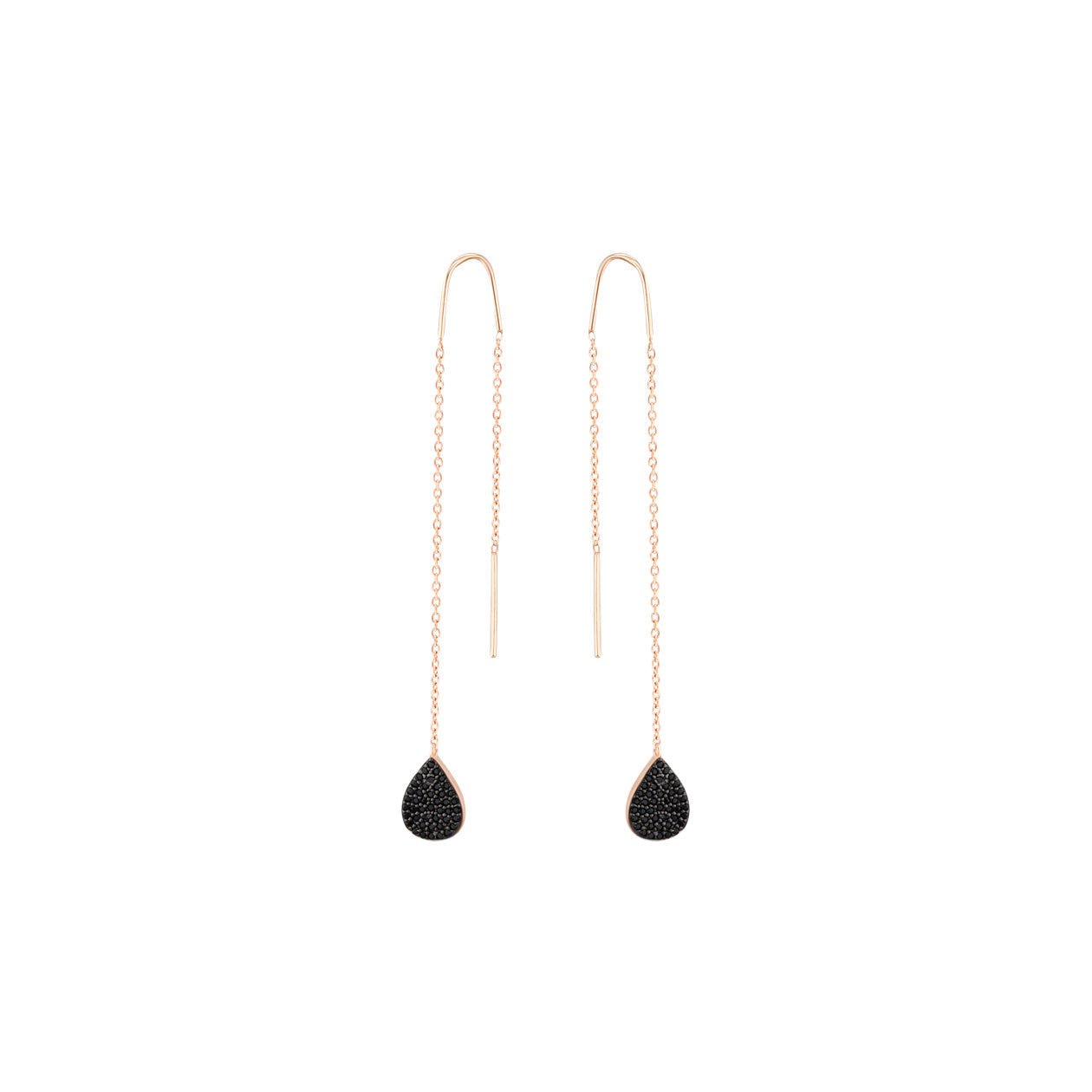 Boucles d'oreilles en Argent 925 doré Or rose 18k assemblées d'oxyde de zirconium noir - Maison Di Giorgio