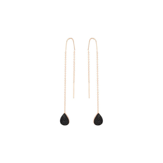 Boucles d'oreilles en Argent 925 doré Or rose 18k assemblées d'oxyde de zirconium noir - Maison Di Giorgio