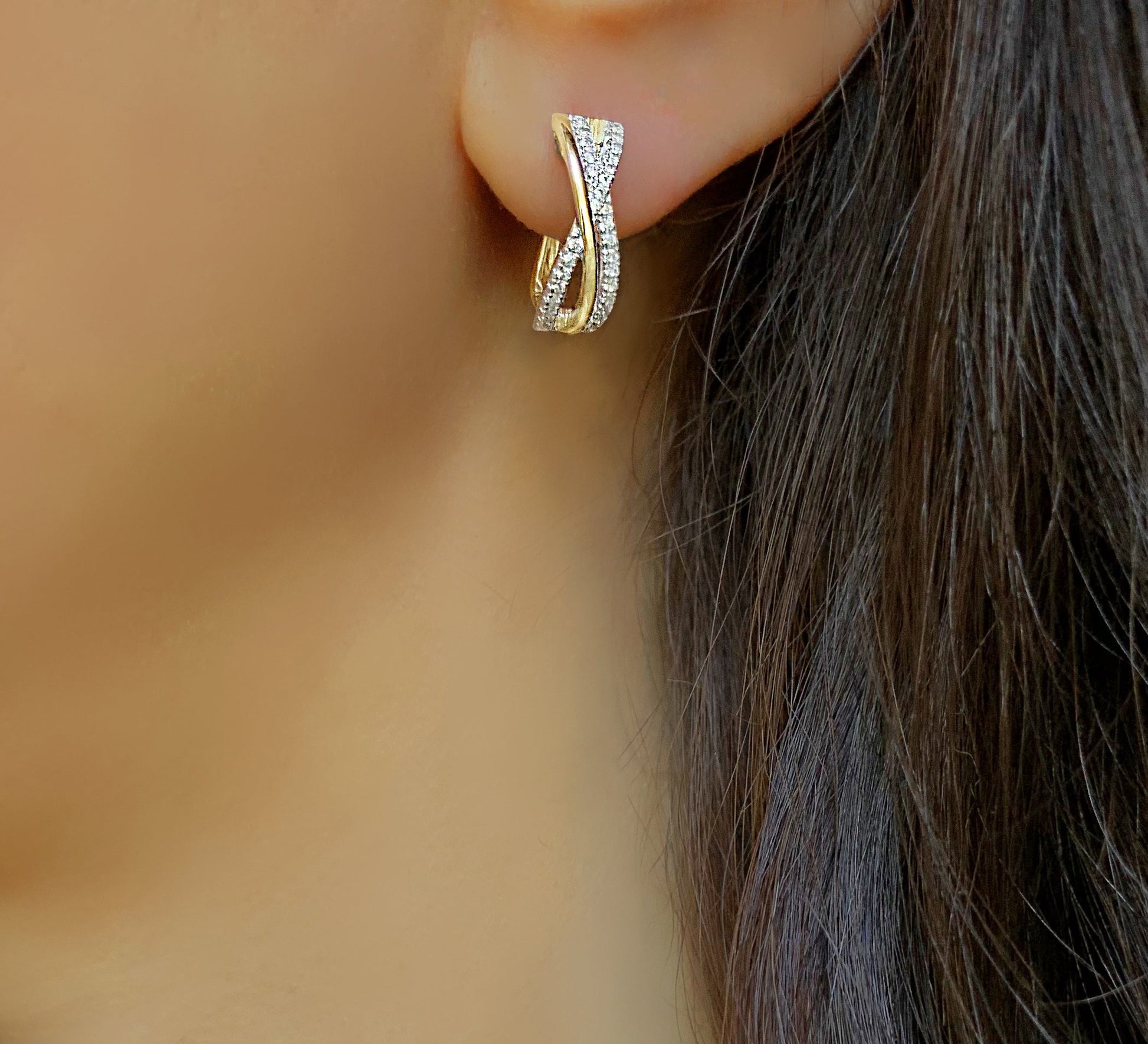 Boucles d'oreilles en Argent 925 doré Or jaune 18k assemblées d'Oxyde de zirconium - Maison Di Giorgio