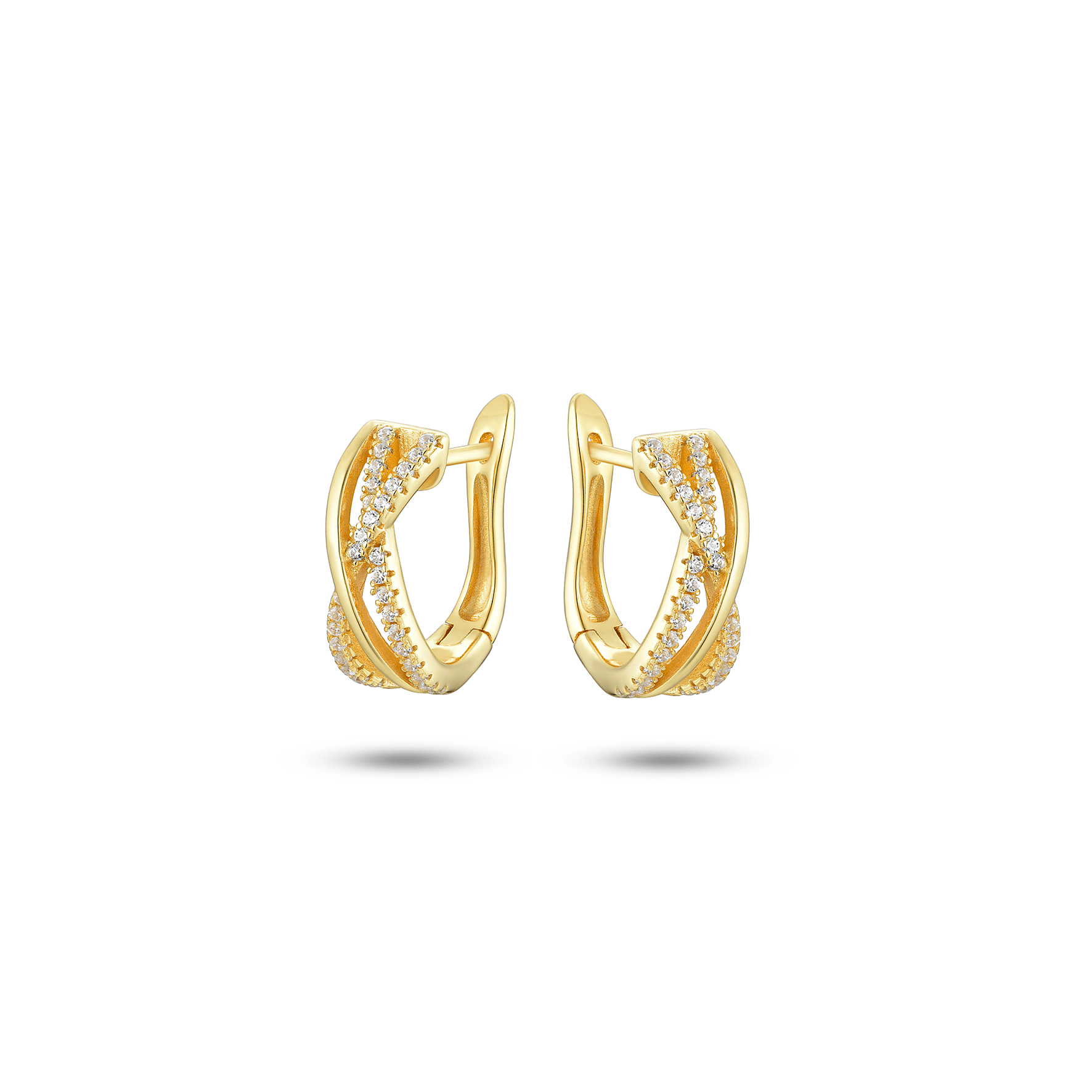 Boucles d'oreilles en Argent 925 doré Or jaune 18k assemblées d'Oxyde de zirconium - Maison Di Giorgio