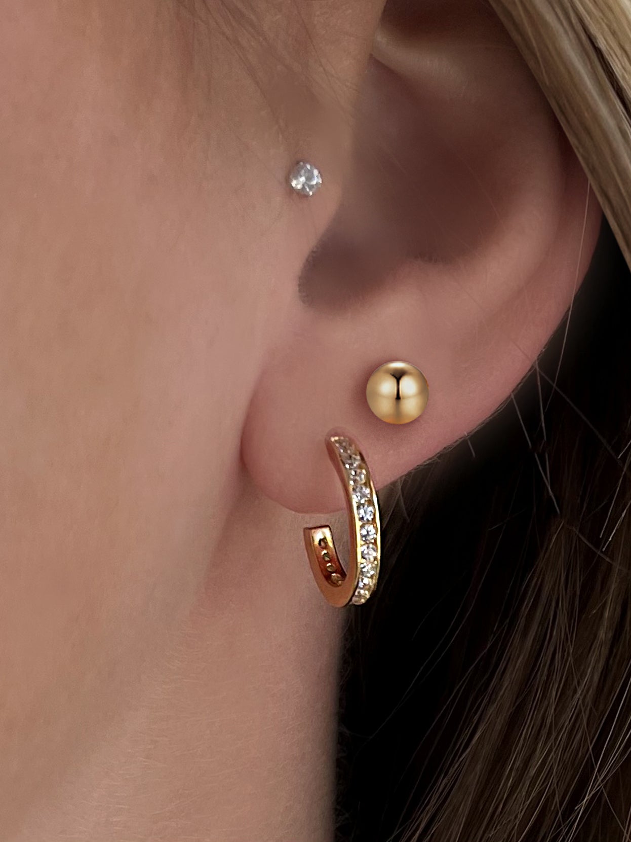 Boucles d'oreilles en Argent 925 doré Or jaune 18k assemblées d'oxyde de zirconium - Maison Di Giorgio