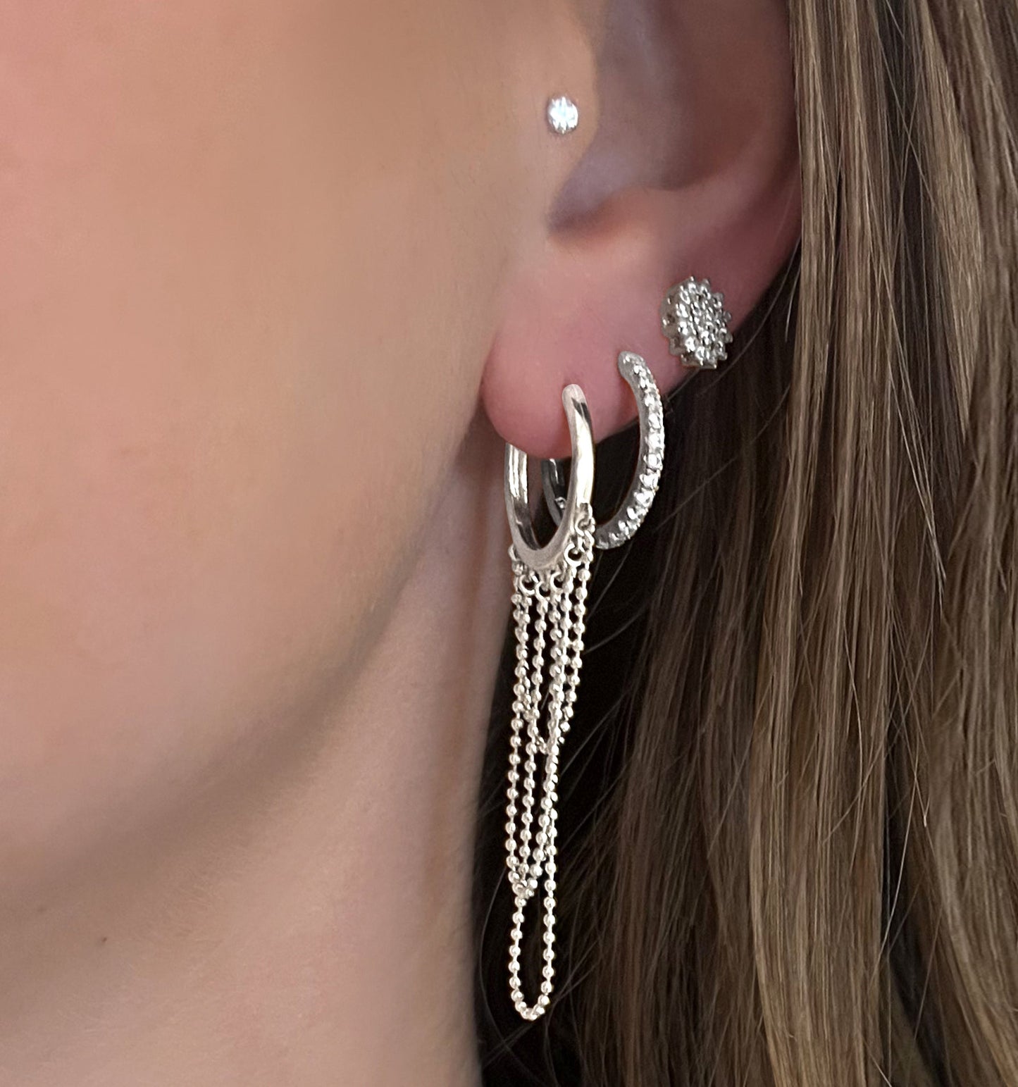 Boucles d'oreilles en Argent 925 plaqué Rhodium assemblées d'Oxyde de zirconium - Maison Di Giorgio