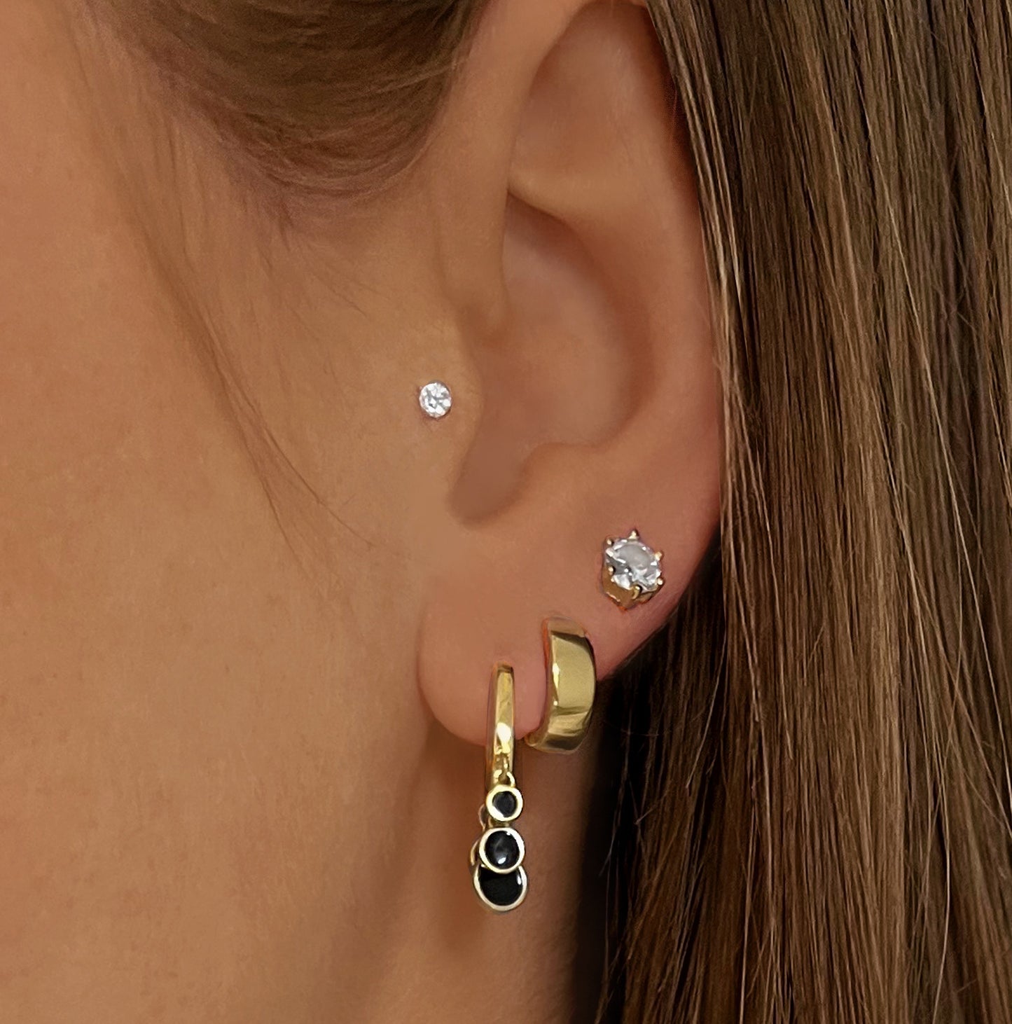 Boucles d'oreilles en Argent 925 plaqué Rhodium assemblées d'Oxyde de zirconium - Maison Di Giorgio